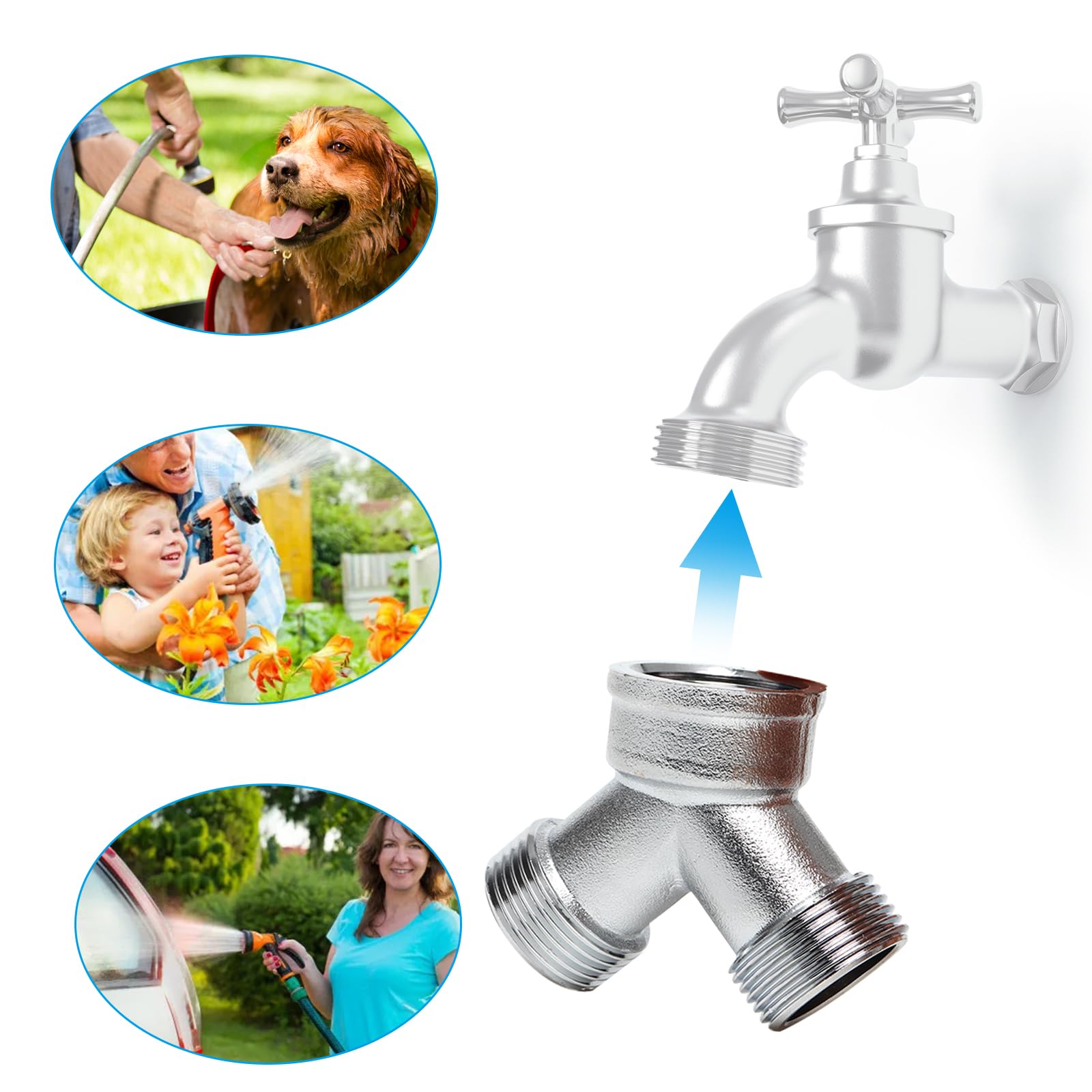 Distributore A Y A 2 Vie In Ottone - Filetto G 3/4" - Per Tubo Da Giardino, Lavatrice, Lavastoviglie