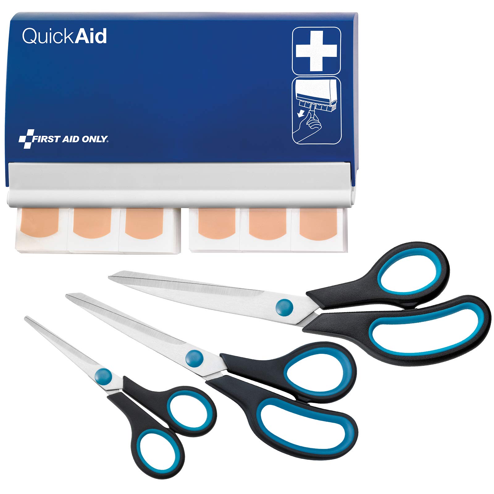 Westcott 90027-44002 Kombipack Easy Grip Scheren Set und Quick Aid Pflasterspendersystem Elastic
