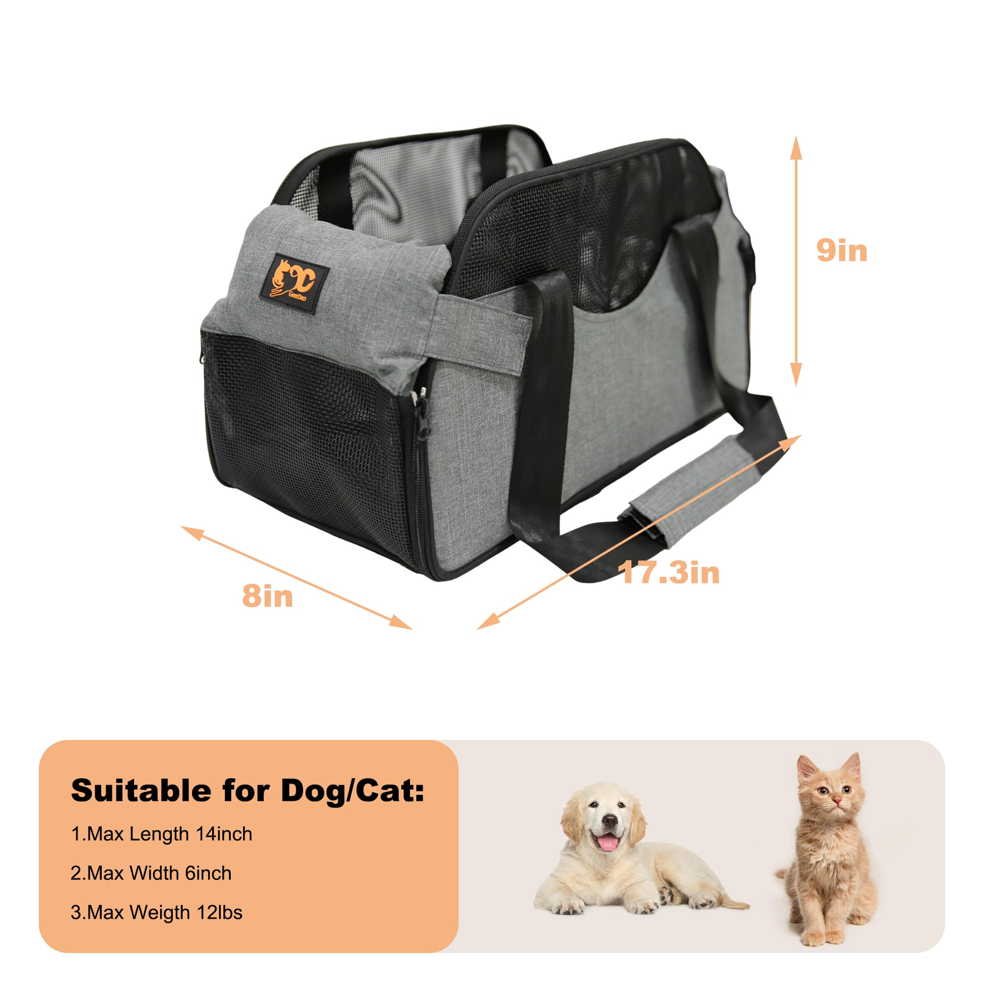 GeerDuo Center Console Dog Car Seat for Small Dogs with Mesh, Dog Booster Seat with Upgraded Safety Tethers, Detachable Washable Pet Car Seat Travel Bed Under 25lbs(Mesh) - image 5