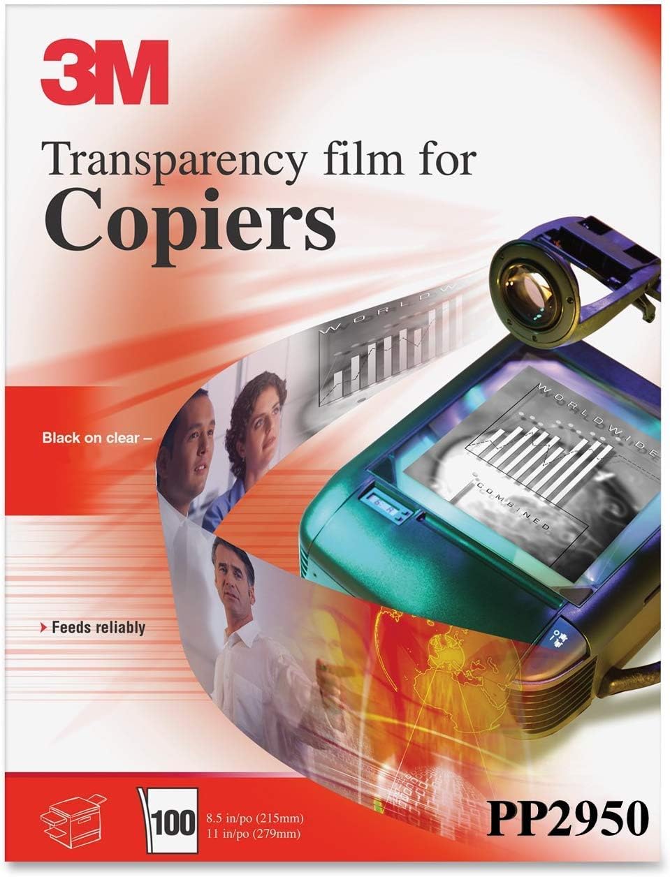 3M Transparency Film for Plain Paper Copiers, Clear Film, High-Temperature, Pack of 100