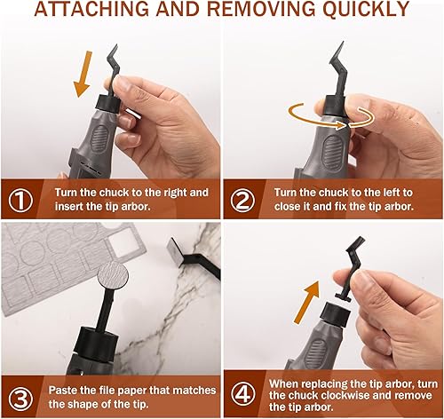 Miniatura 7 de Lijadora de bolígrafo inalámbrica, velocidad variable y carga USB con luz LED, herramienta eléctrica multiusos para lijar, pulido, acabado,