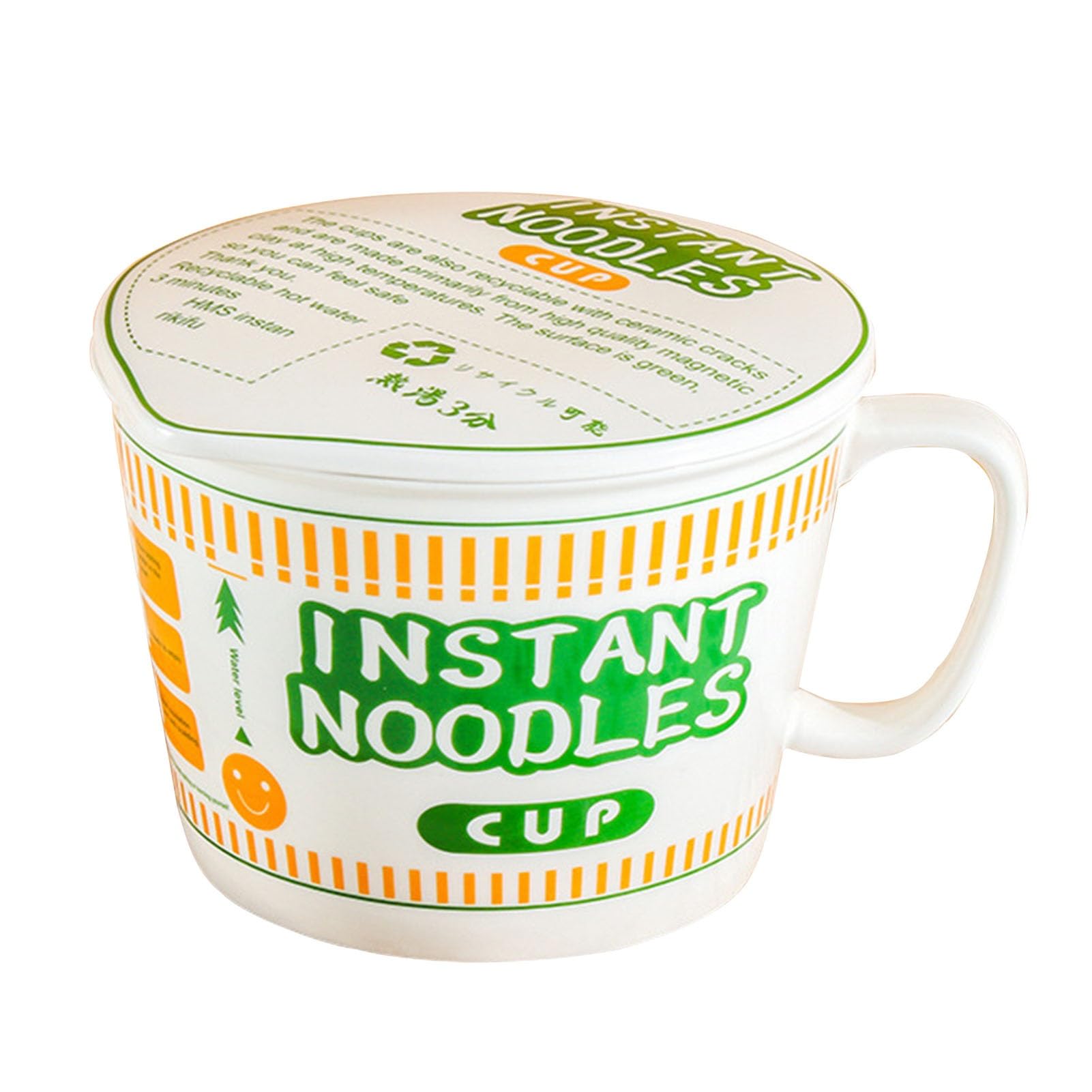 HYO&ZOY Ciotola in ceramica Noodles Ciotola in porcellana con coperchio Ramen Grande ciotola for zuppa con manico, regalo for gli amanti del ramen (Color : Green)