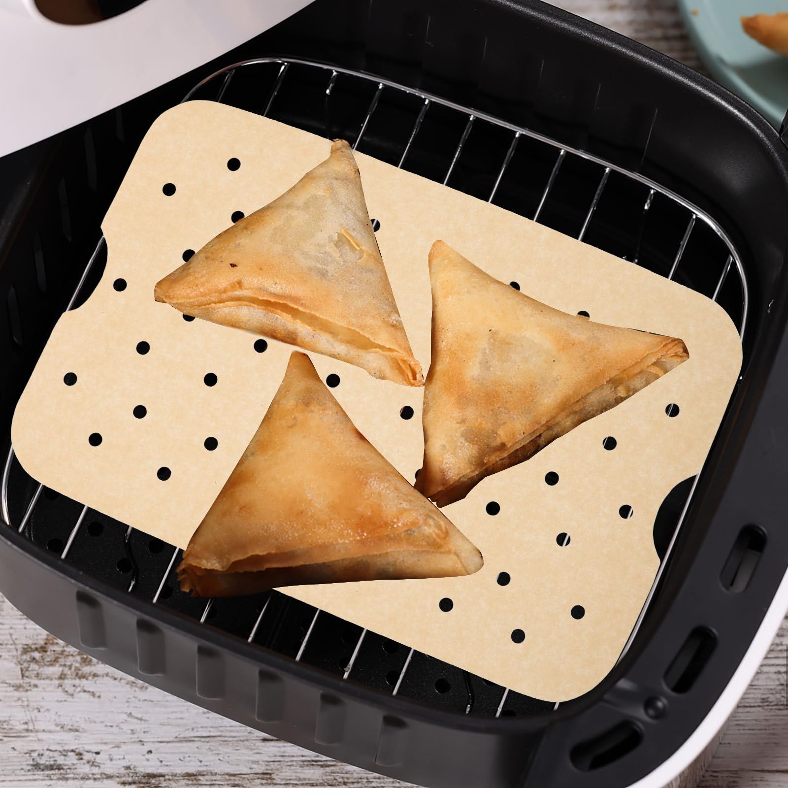 Carta Forno Compostabile per Friggitrice ad Aria 200 Fogli Khaki Antiaderente e Resistente Olio per Cottura e Baking senza Pulizia
