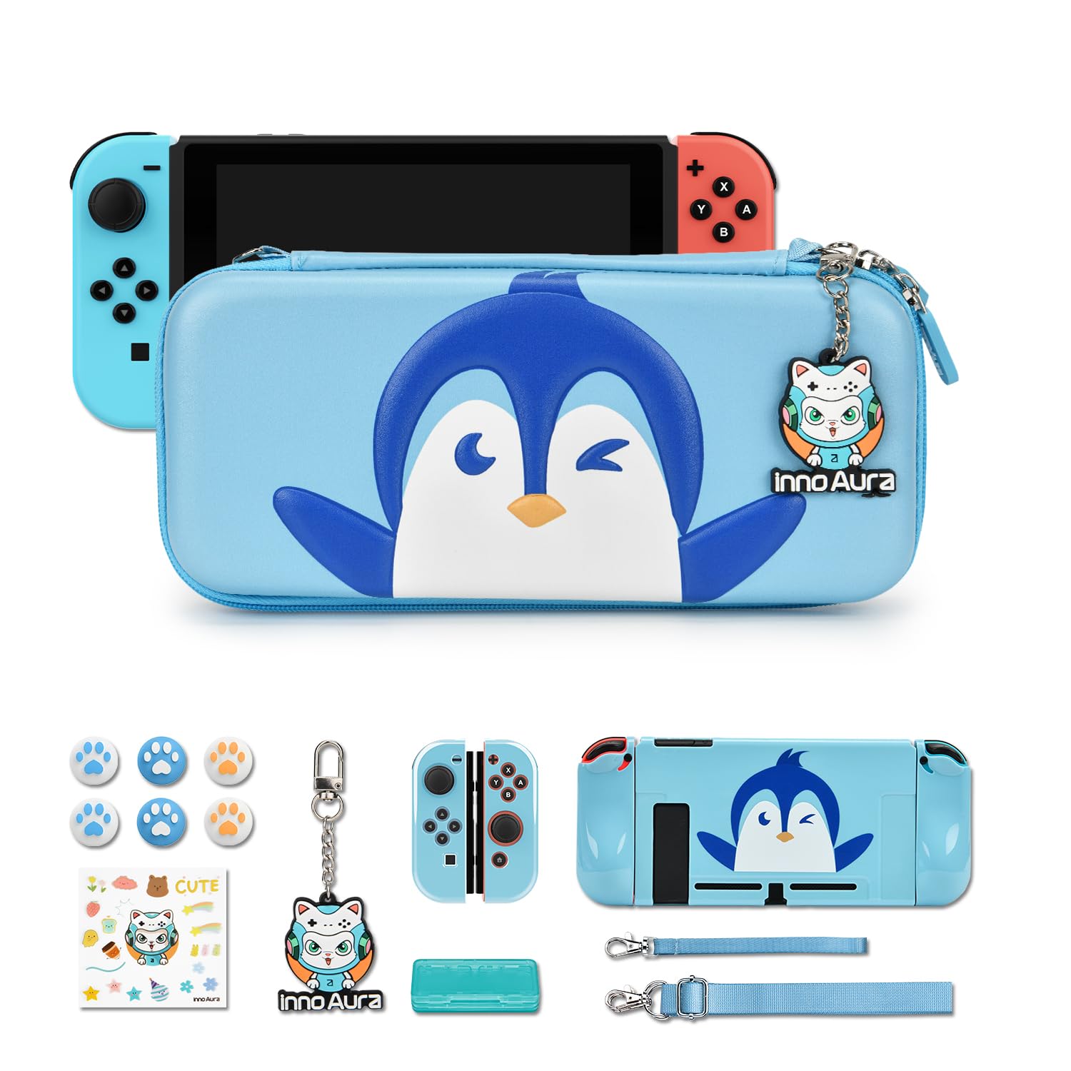 innoAura - Funda para Switch NS, innoAura Switch - Kit de Accesorios para Interruptor con Funda de Transporte Switch, Protector de Pantalla Switch, Funda para Juego Switch — view 4