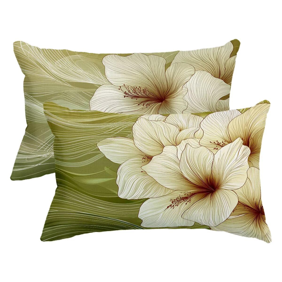 Housse coussin 50x80 exterieur impermeable vert sauge lot de 2 taies d'oreillers