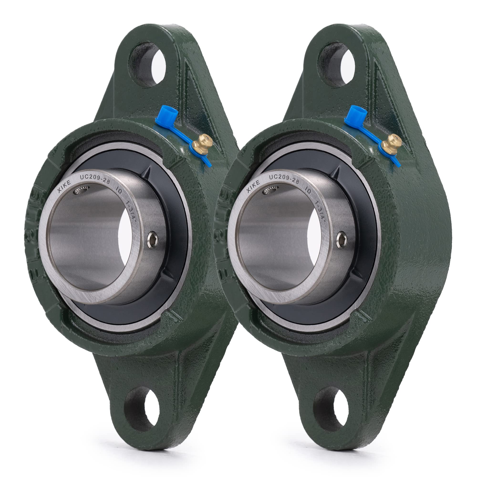 XIKE 2 Pcs UCFL209-28 Bore 1-3/4" Pillow Block Flange Mounted Ball Bearings, Solid Cast Iron Base and Self Aligning Chrome Steel Sealed Bearings.