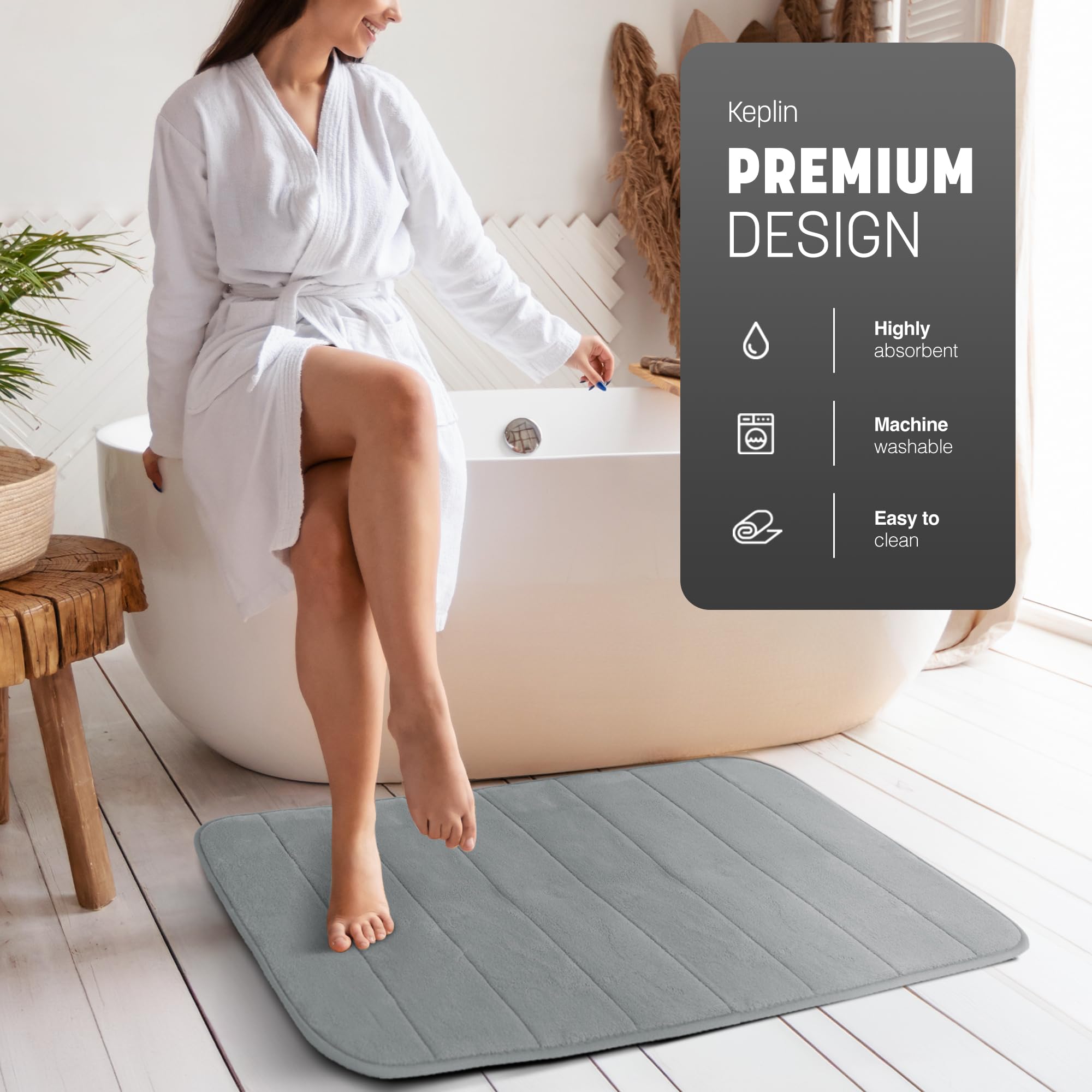 KEPLIN Memory Foam Bath Mat, Ultra-Soft, Highly Absorbent, Non-Slip, Machine Washable - Image 3