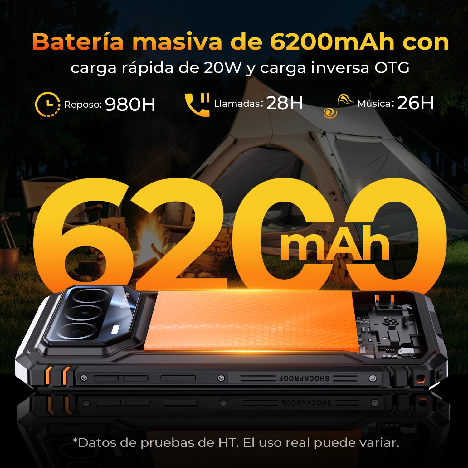 HOTWAV T8 Movil Irrompible 6200mAh Android 16 | 12GB + 64GB /2TB TF,6.75 HD+ 120Hz Teléfono Móvil Resistente20W OTG, IP68&IP69K/GPS/NFC/Face ID/Dual-SIM