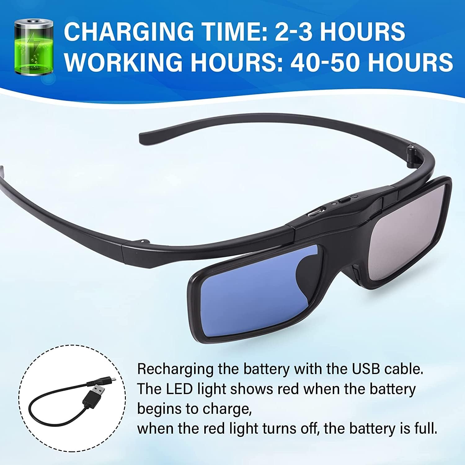 4 Pack RF Rechargeable 3D Glasses for TDG-BT500A Projectors - Dettaglio