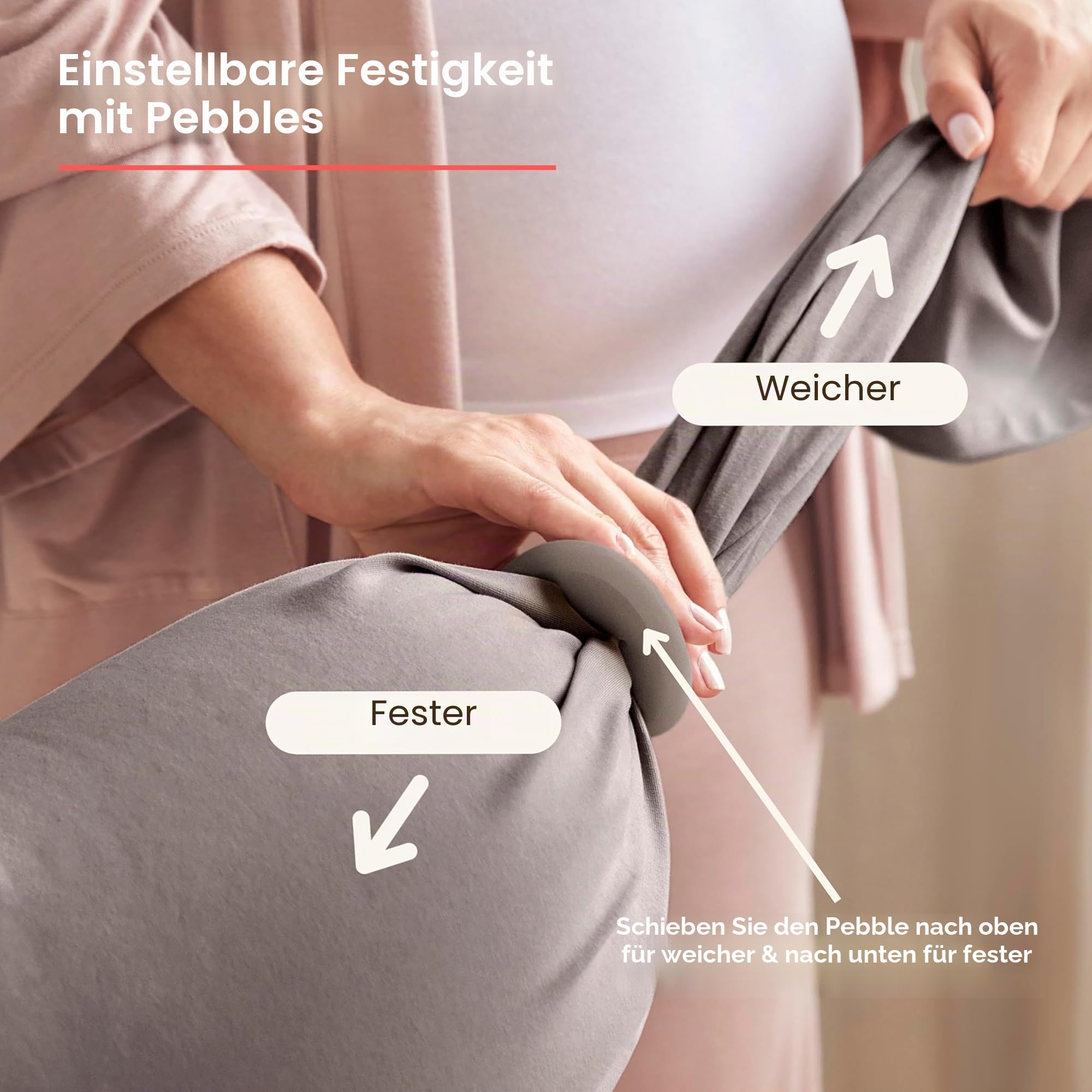 bbhugme® Schwangerschaftskissen™, das preisgekrönte Schwangerschafts- & Stillkissen & Ganzkörper-Stützkissen - Stein