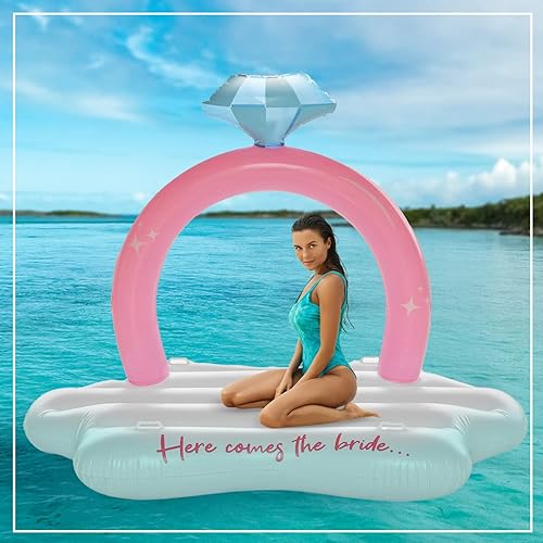 Miniatura 5 de Pop Fizz Designs Flotador de anillo gigante – Flotador de piscina de despedida de soltera – Anillo de diamante flotador de piscina para decoraciones