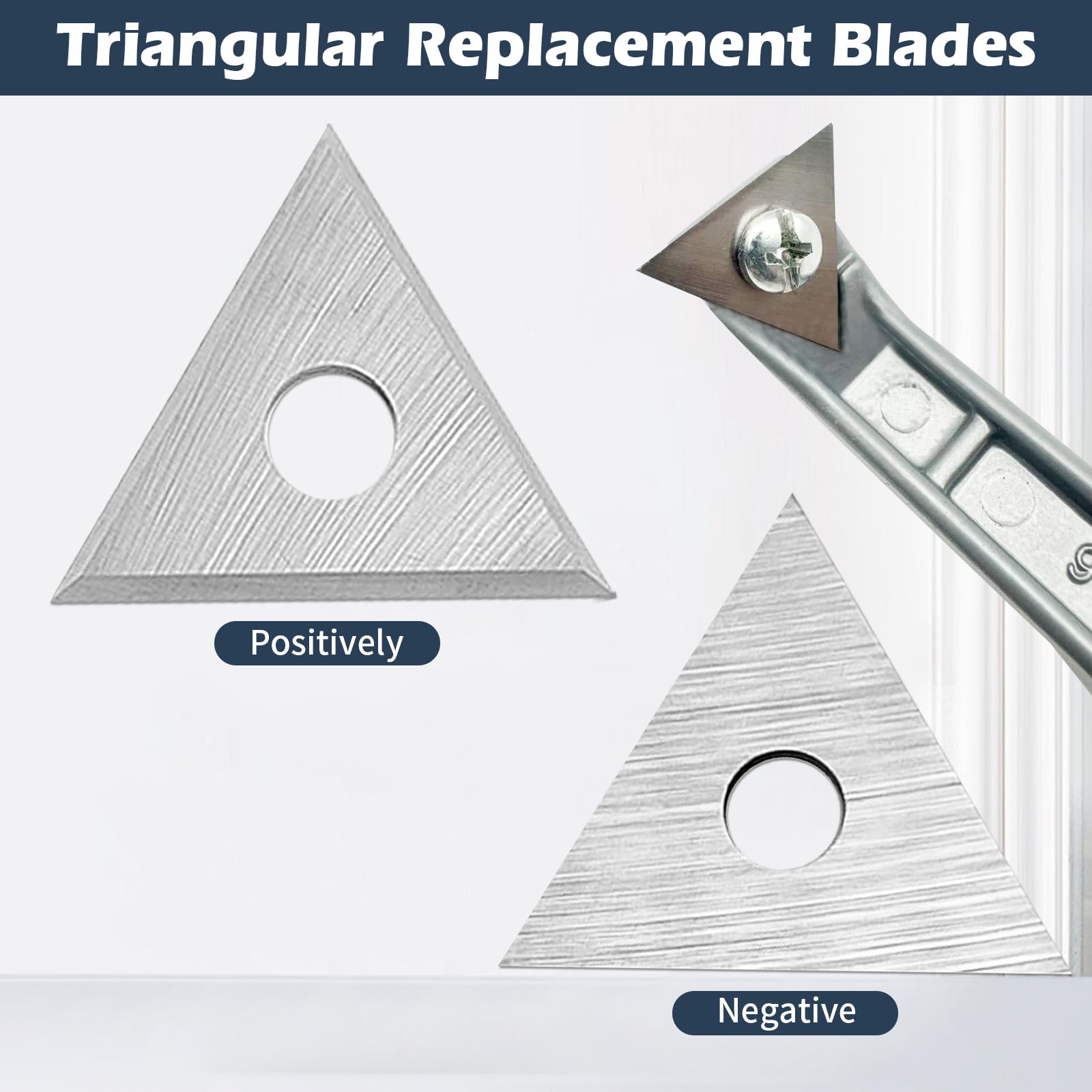 Raspador triangular de pintura de 1 pulgada, cuchillas de carburo, hoja de repuesto reversible de doble filo, raspador de carburo plateado, cuchillas raspadoras para eliminar pintura, pegamento