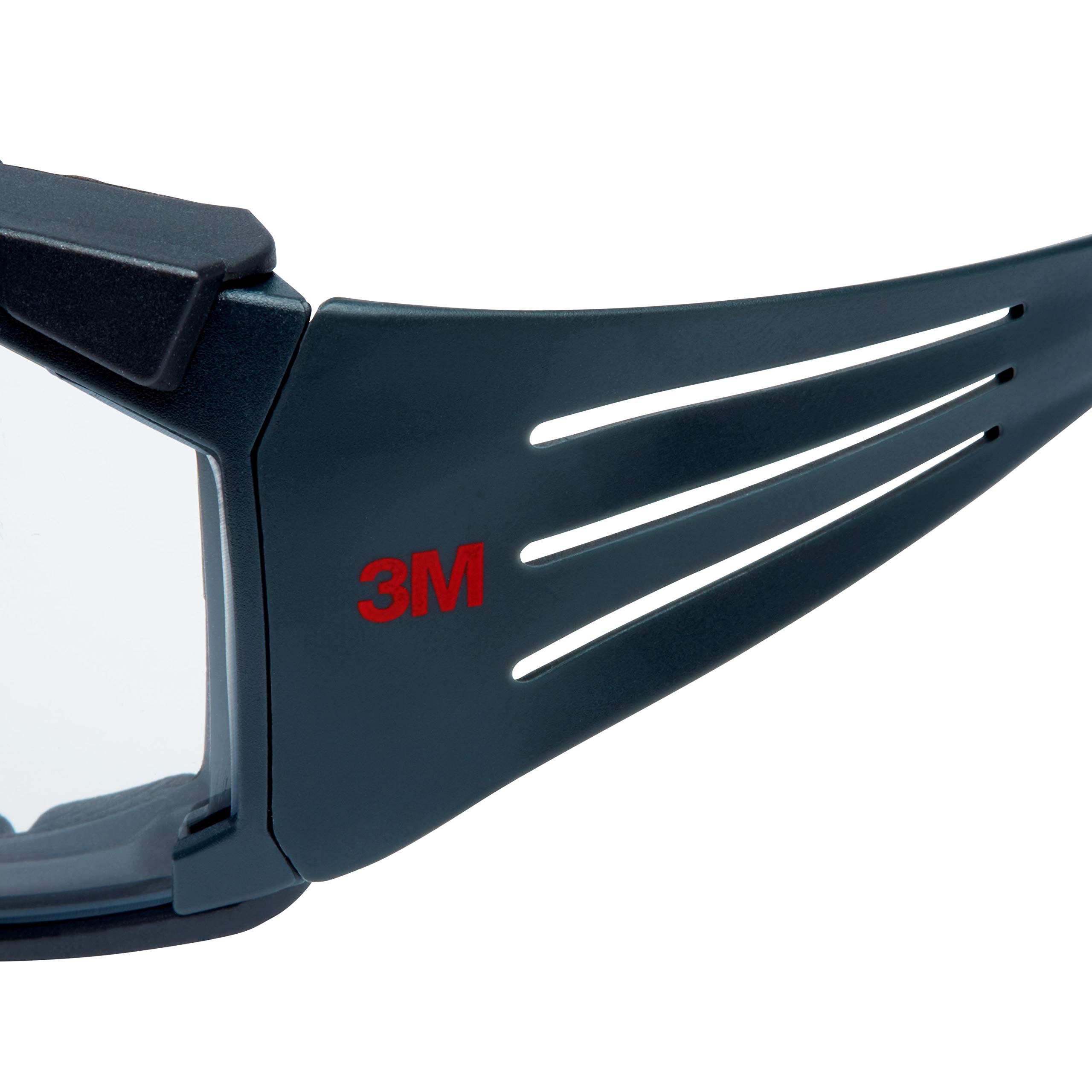 3M SecureFit SF601SGAF/Fl-EU okulary ochronne z szarymi soczewkami, Scotchgard anti-fog, odporne na zarysowania, ramki z pianki i nowoczesne wzornictwo, 1 x SecureFit Glass