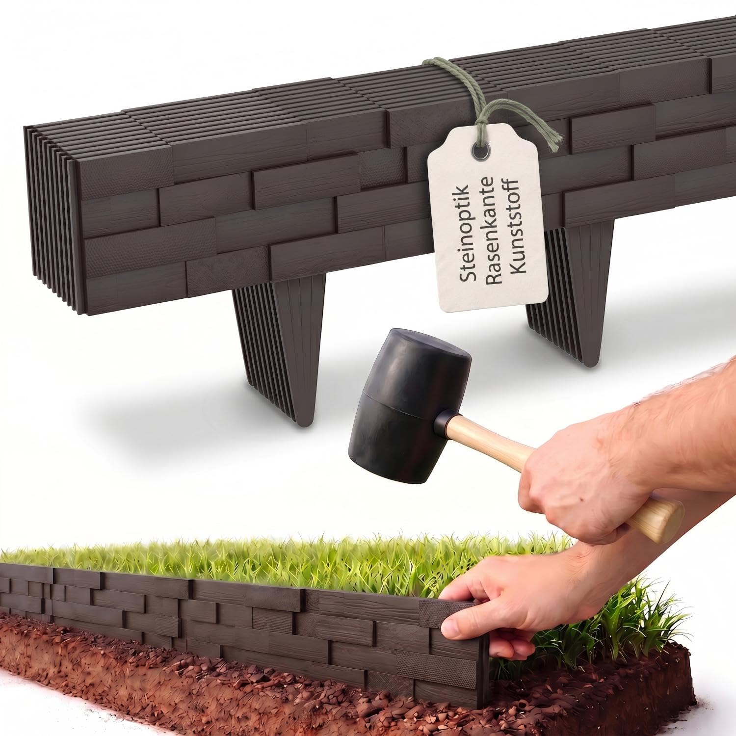 Suusolny Langlebige Beetumrandung Natürliche Steinoptik Gartenpalisade