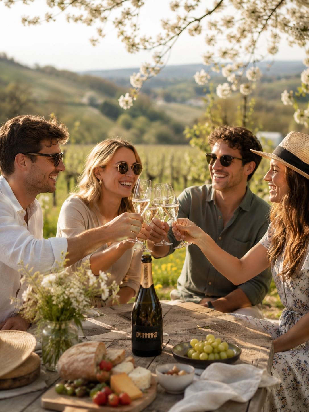 Deinhard Geschenkpaket Crémant brut 0,75 l + 2 hochwertige Sektgläser + Gutschein für eine Sektverkostung im Deinhard's Hotel im Wert von 25€