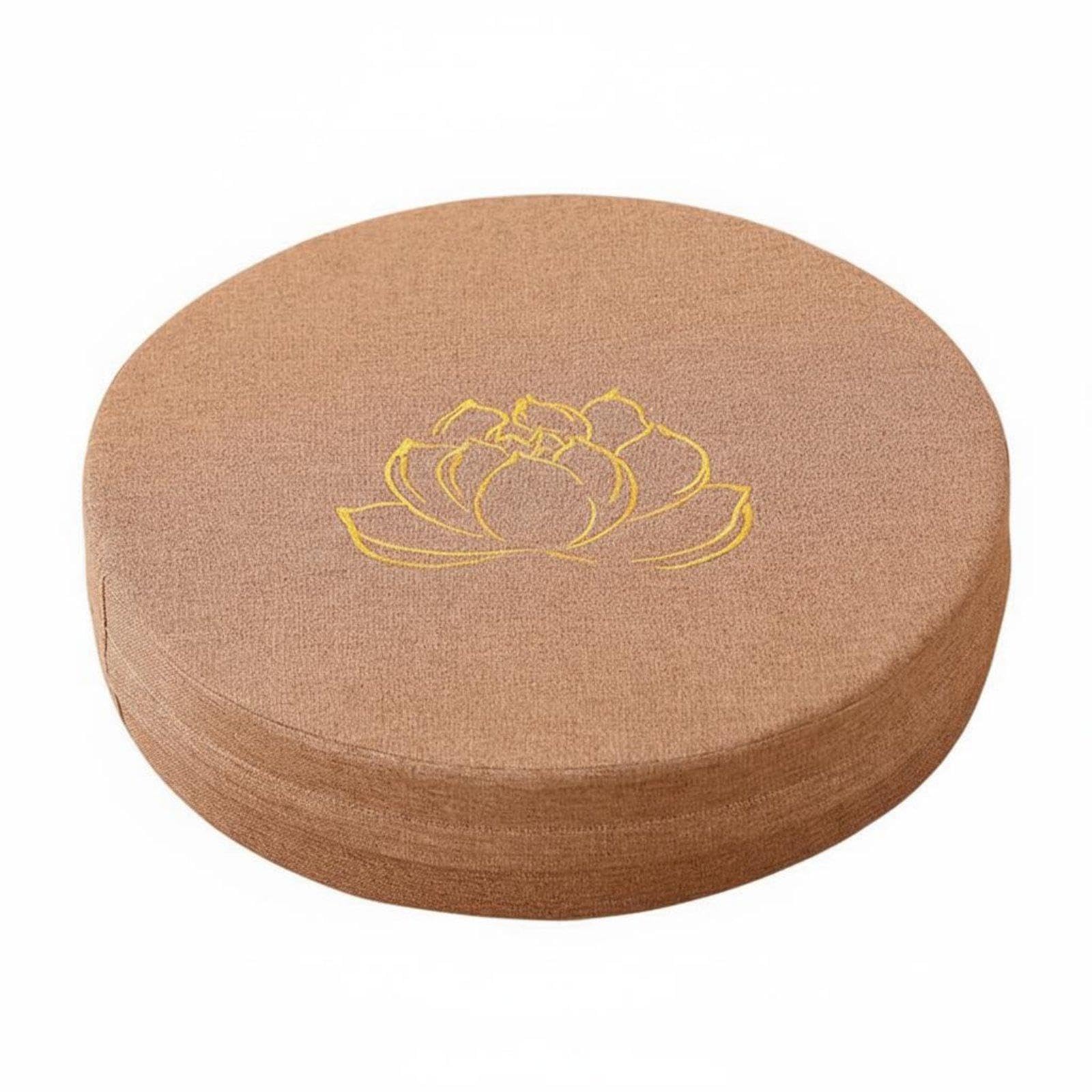Japanese Tatami Cushion Removable Washable Cover Round Meditation Cushion Breathable Linen Textile Thick Floor Pouf for Exercise Practitioners Khaki 40x10cm a-image-16