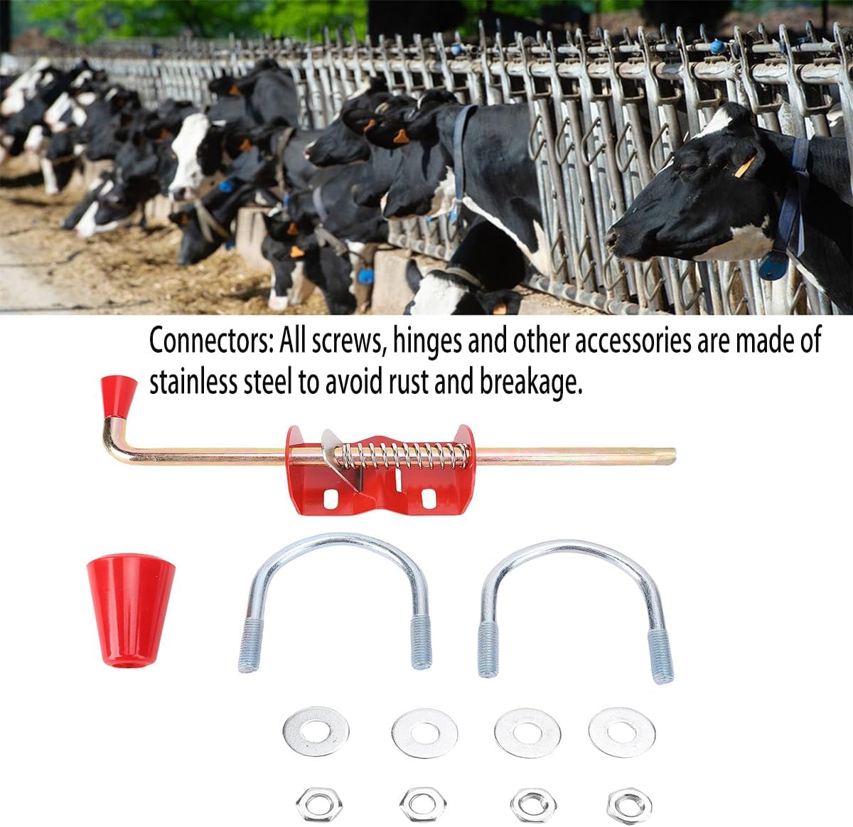 2 Packs Farm Gate Anchor Cane Bolt 18in, Heavy Duty Gate Drop Rod Metal Gates Stopper for Farm and Pastures