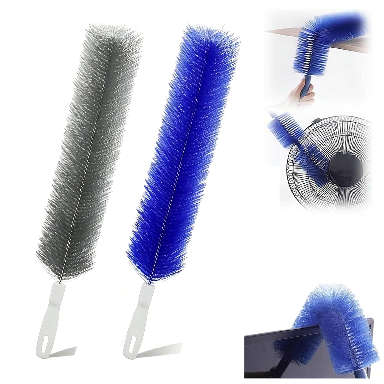 Flexible Fan Dusting Brush,Bendable Microfiber Head,Washable Cleaner