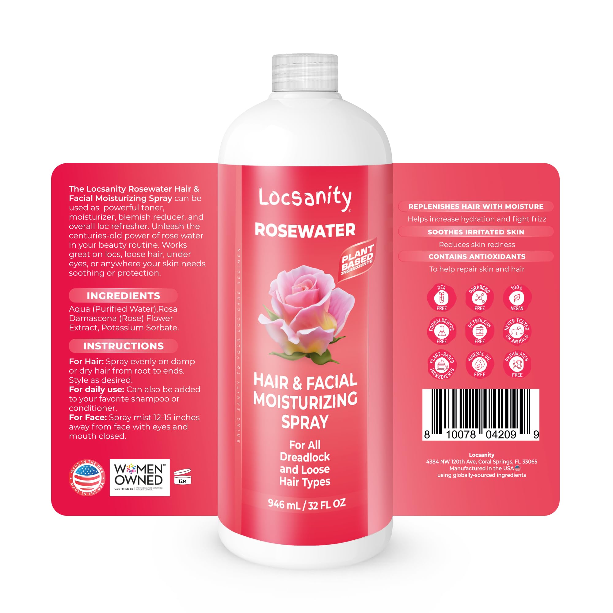 Locsanity Pure Rosewater Hair and Facial Spray