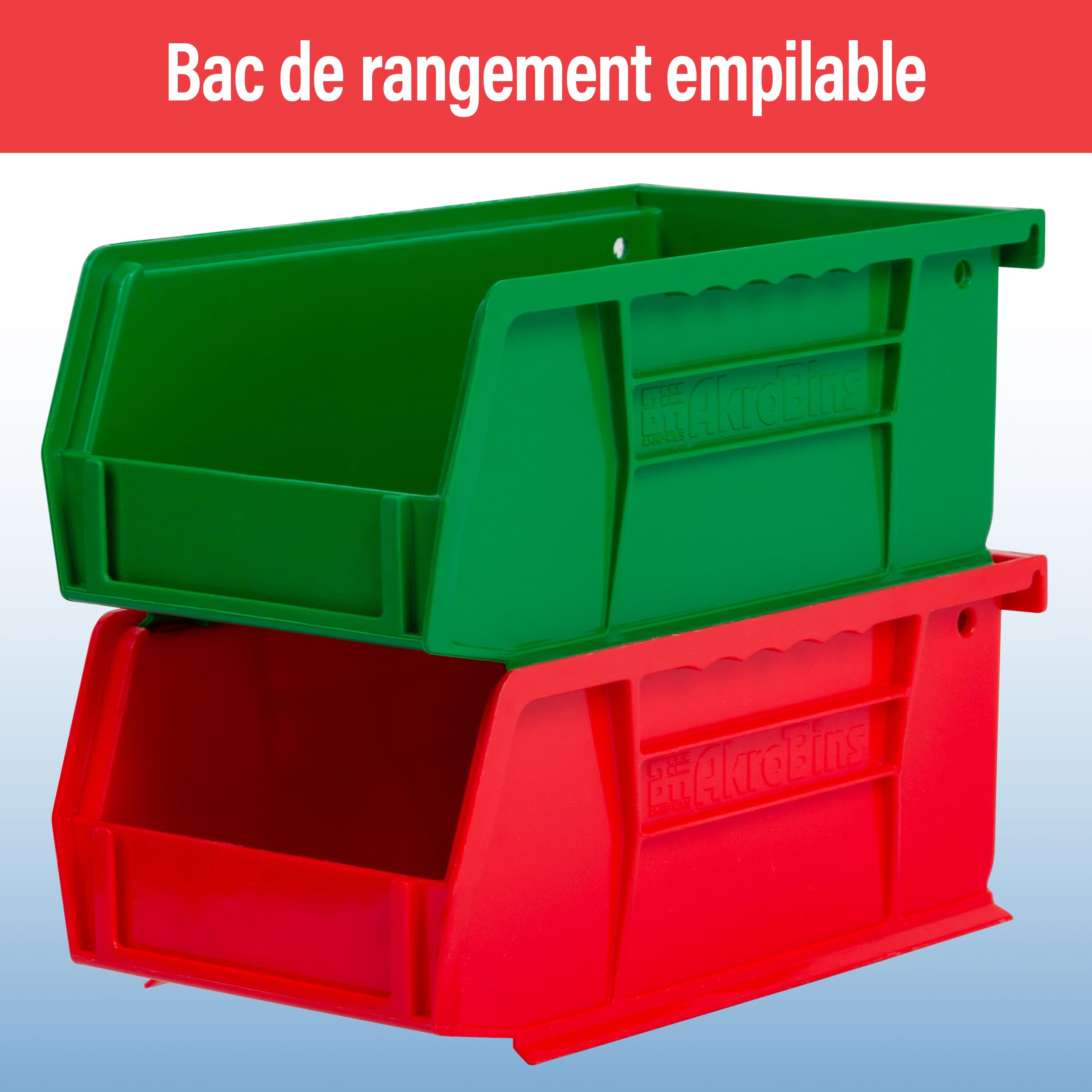 Akro-Mils 30220 AkroBins Plastic Storage Bins, Space-Saving Stackable Bins for Garage, Pantry, Craft Organization, 18,7 cm x 10,5 cm x 7,6 cm, Blue, 24-Pack