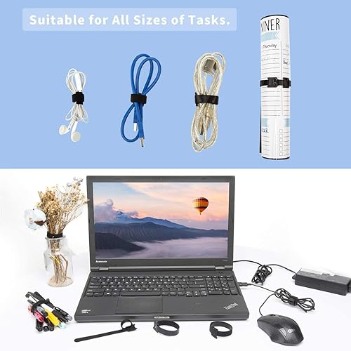 Miniatura 6 de 150 correas de cierre reutilizables, lazos de gestión de cables de 6 pulgadas, correas organizadoras de gancho y bucle ajustables para el hogar