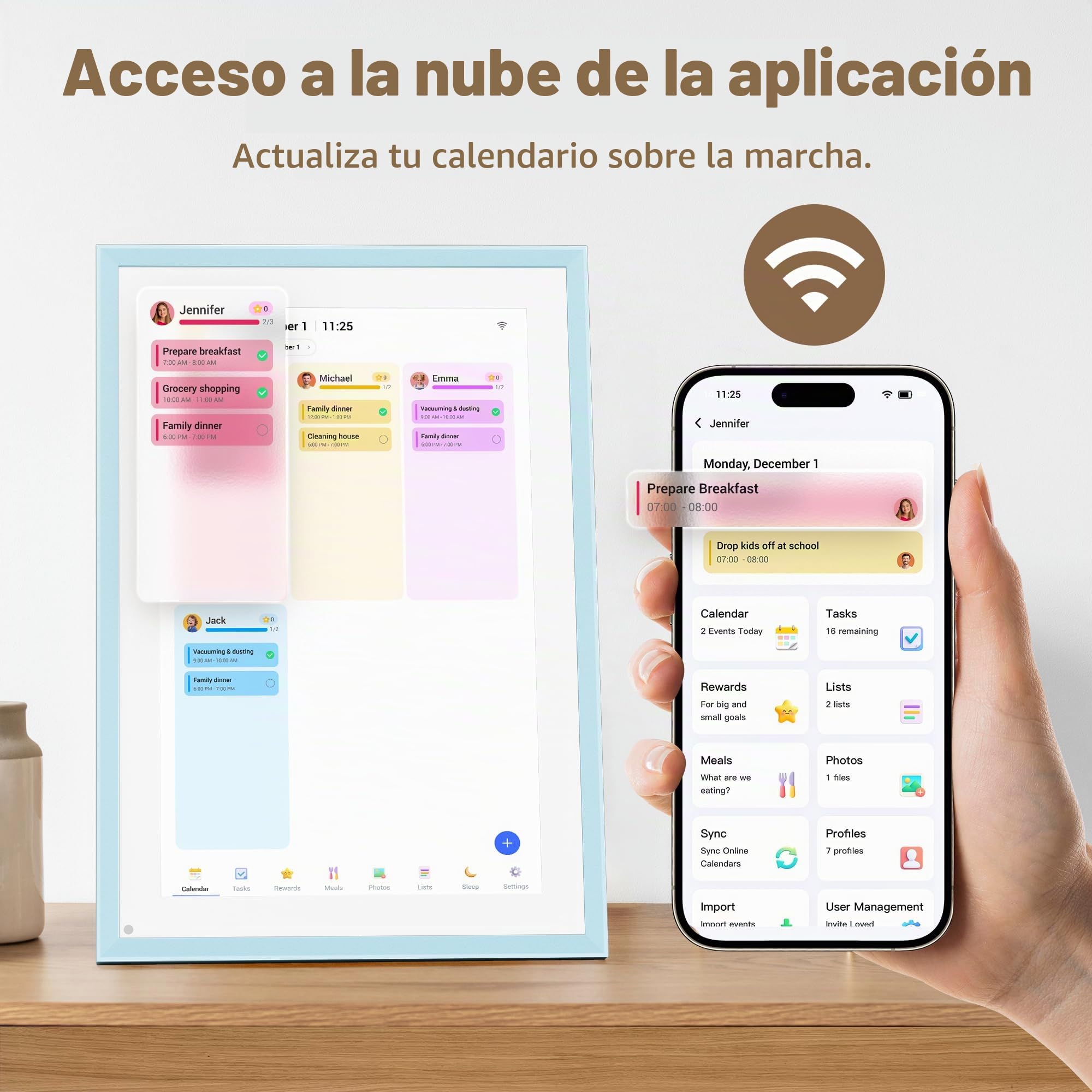 Dragon Touch Calendario Digital de Pared de 10,1 pulgadas, Planificador de calendario electrónico con 2 marcos reemplazables, memoria de 32GB, Calendario de escritorio con pantalla táctil, Blanco