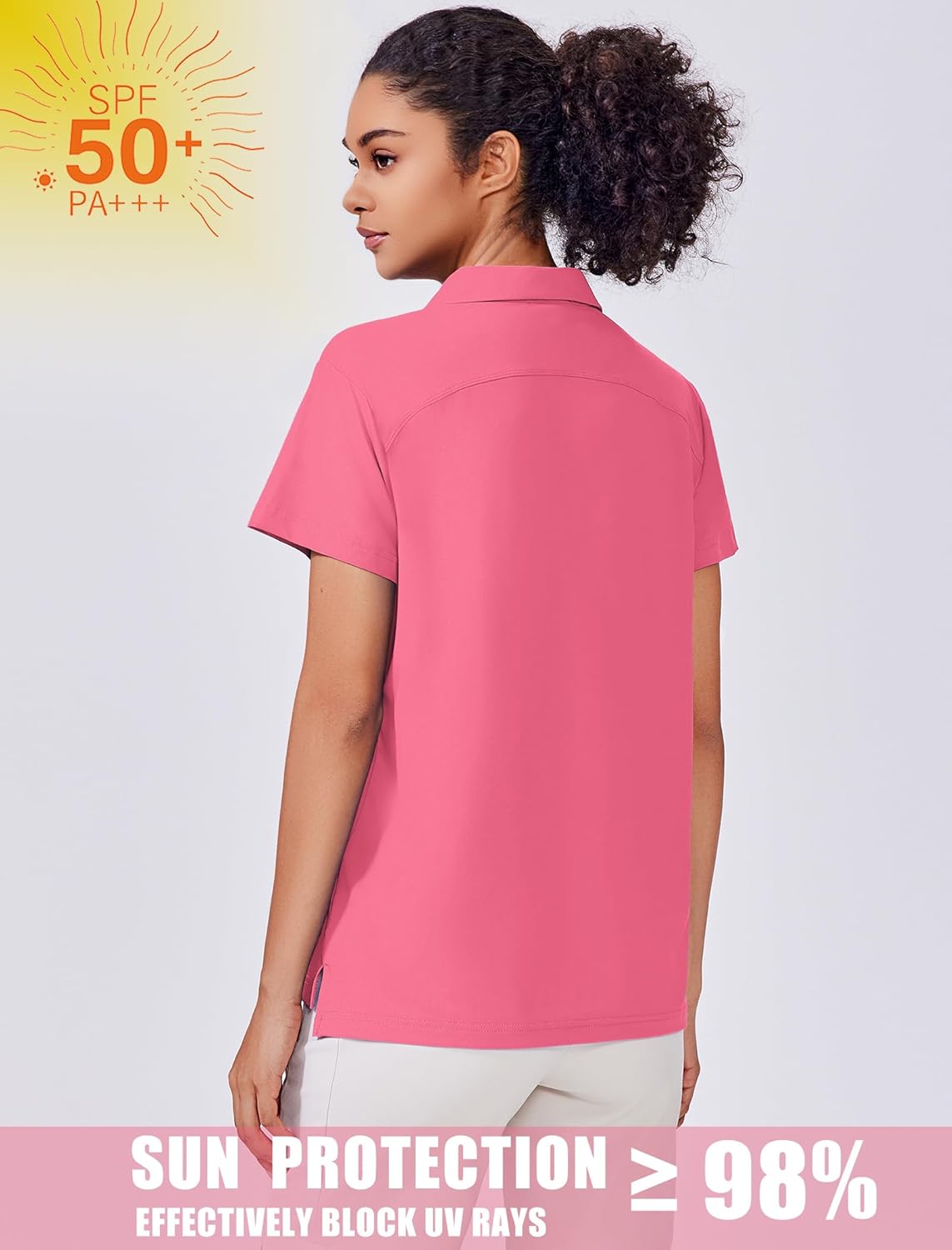 PINSPARK Women's Golf Shirt UPF 50+ Polo Shirts Short Sleeve Tennis Tops Collared with 3 Button Athletic T Shirt - Image 4