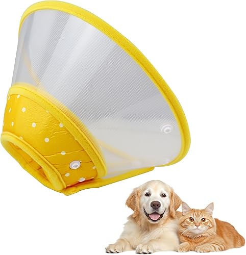Miniatura 6 de Collar ajustable para perro con recuperación de cono para perro, collar acolchado transparente con borde suave transpirable, cono de plástico para