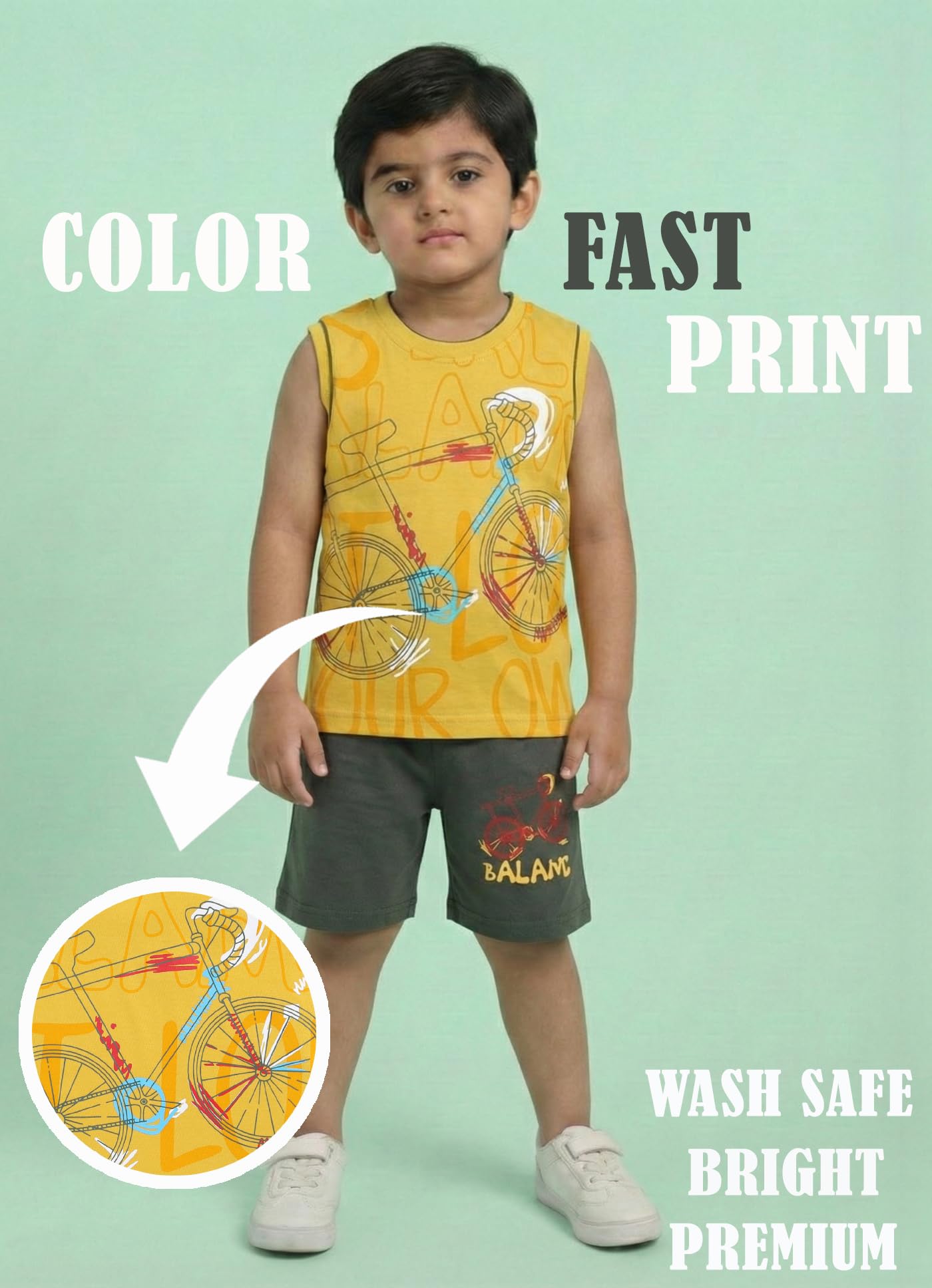 MI Kidz Pure Cotton Sleeveless T-Shirt and Shorts Set for Kids - Pack of 3 2