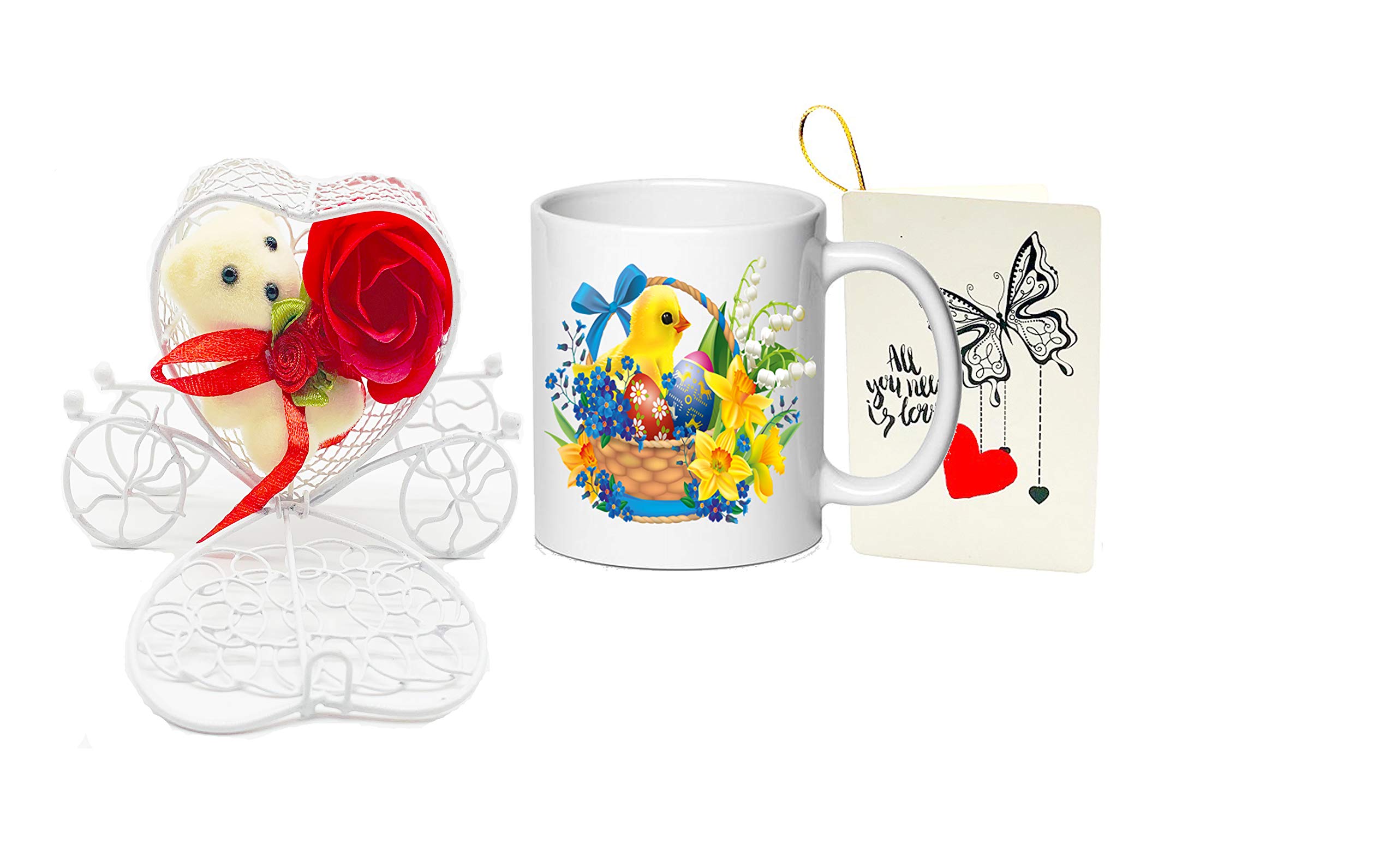 The Click India Valentine Coffee Mug Best Gift for Boyfriend Girlfriend Girls Boys Husband Wife BestEver Gift for Birthday/Anniversary/Valentine Day (Coffee Mug with Teddy and msg car Combo 2)