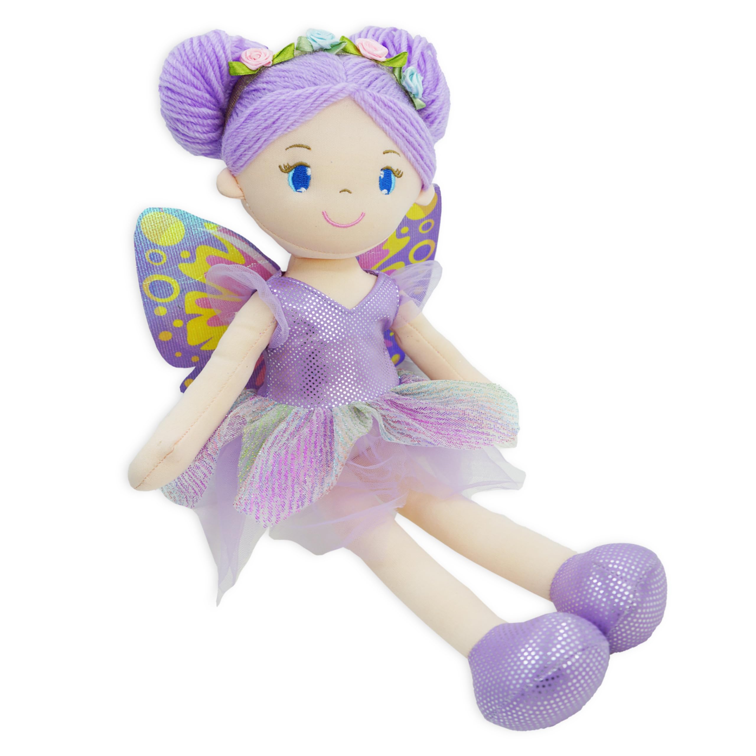 Lullaberry 40cm Enchanted Fairy Doll Yaritza - Plush Stuffed Soft Doll Girl Gift - Purple Outfit and Wings - Image 2