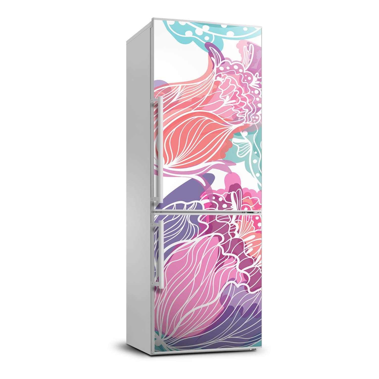 Vinilo para frigorífico 70x190 cm autoadhesivo lavable con estampado de flores