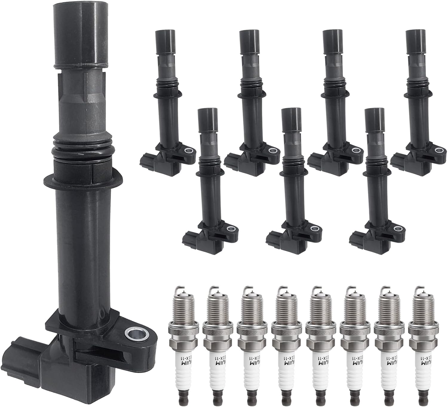 Ignition Coil Pack & Spark Plugs fit for 4.7 3.7 V6 V8 99-07 Jeep Grand Cherokee Dodge Ram 1500 Durango Dakota, 1999 2000 2001 2002 2004 2005 2006 2007 3.7L 4.7L, UF-270, Set of 8