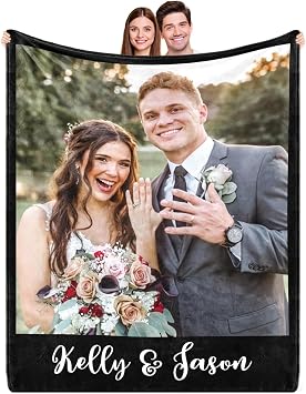 Custom Blanket with Picture Customized Photo Blankets and Throws Personalized Flannel Blanket for Anniversary Personalized Wedding Gifts for Couples Wife Husband