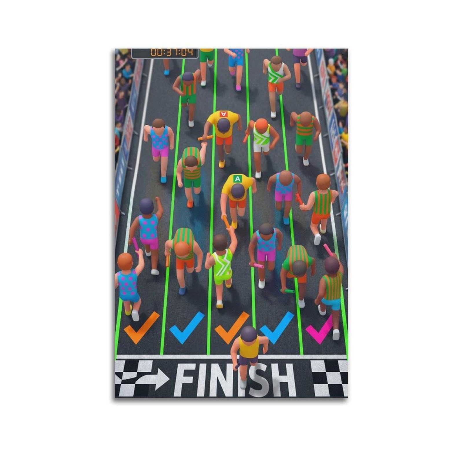 OLYHTR Relay Race Poster Modern Decorative Canvas Prints - Ideal Wall Art for Family, Man Cave, Game Room, Boys & Girls Bedroom 24x36inch(60x90cm)