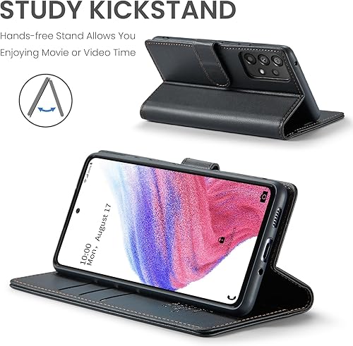 Miniatura 4 de Funda tipo cartera para Samsung Galaxy A53 5G con bloqueo RFID, soporte para tarjeta de crédito, de piel sintética, función atril, funda protectora