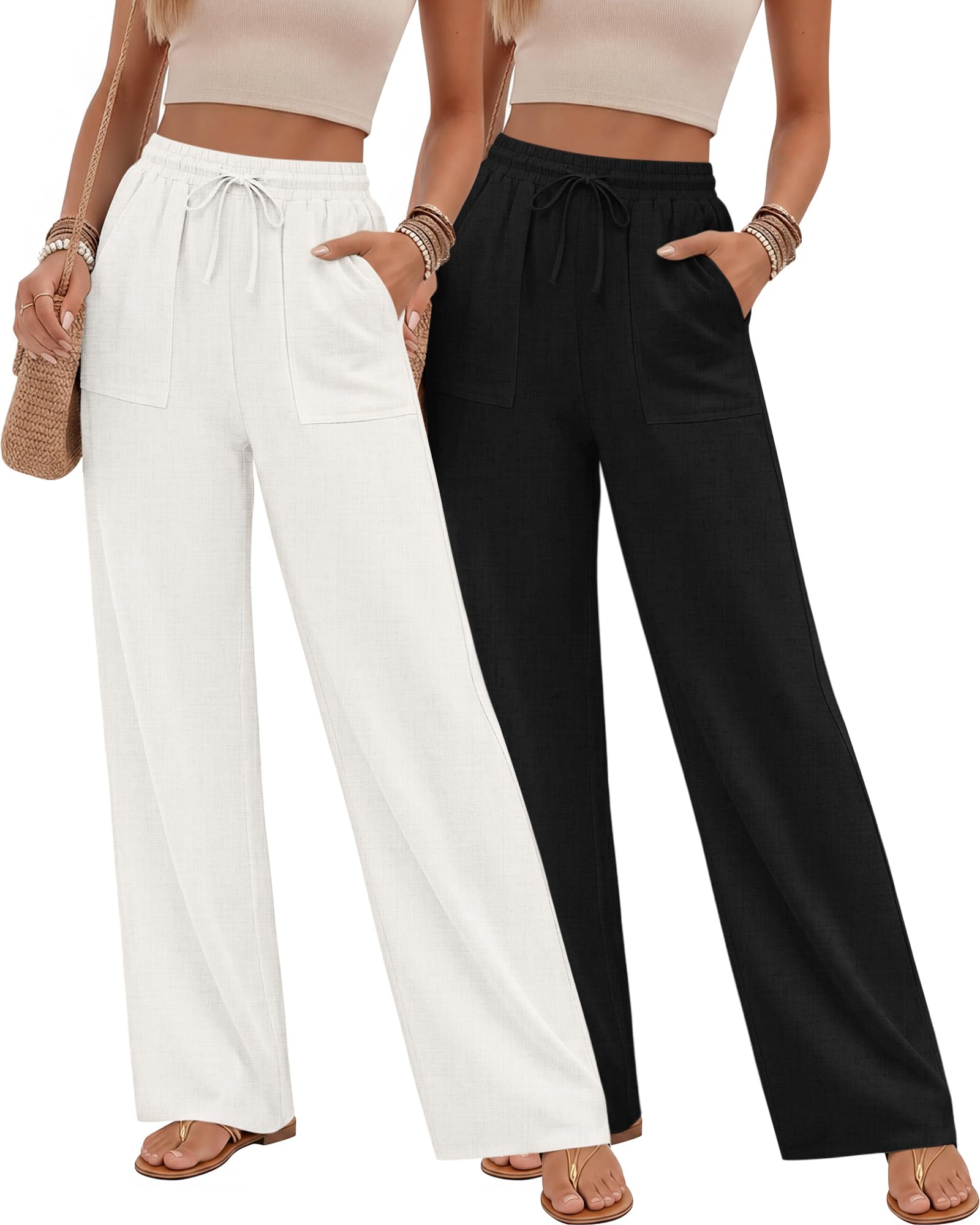 Neer 2 Pack Women Linen Long Pants