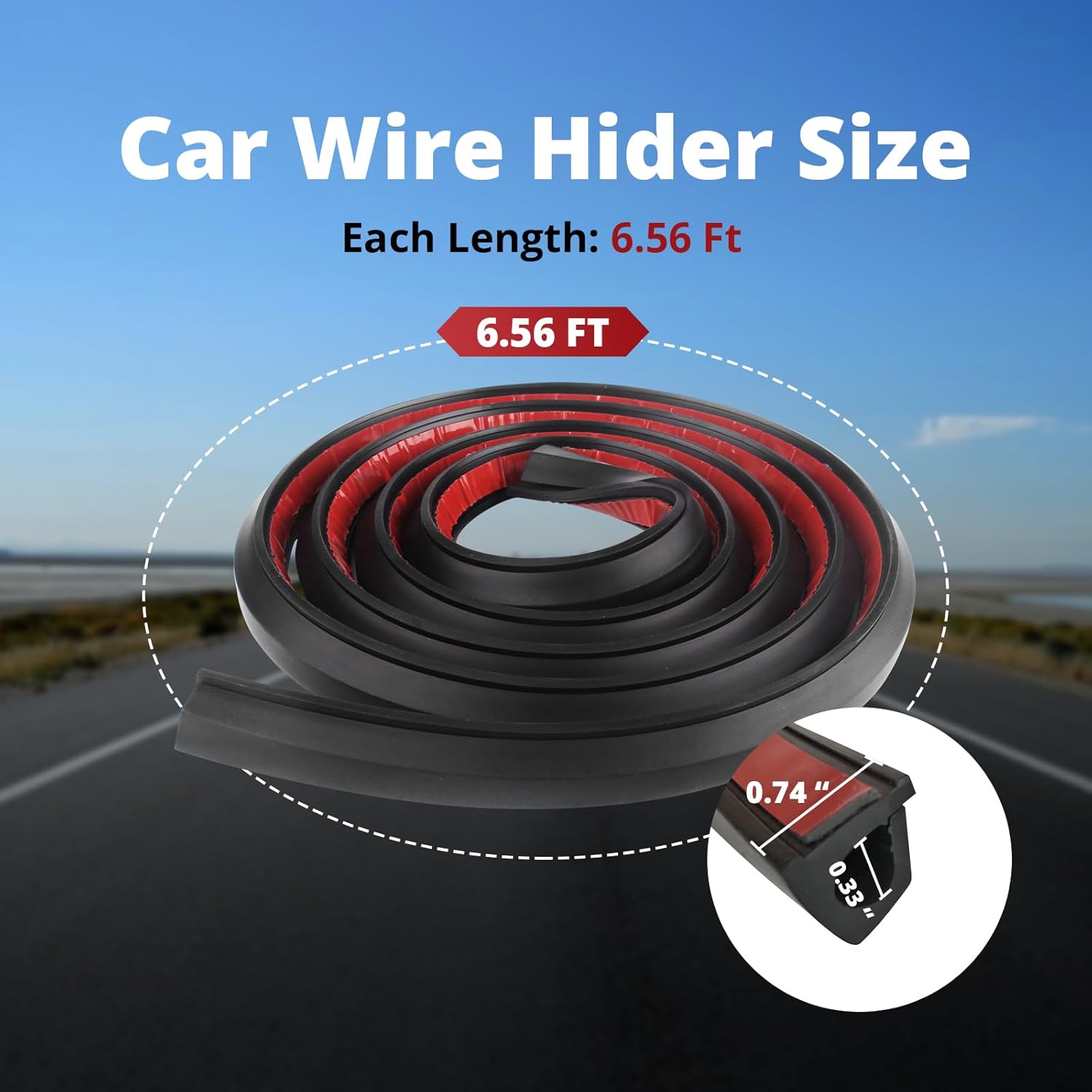 6.56 Ft Universal Car Wire Hider with Adhesive Backing Cable Hidden Protector for Roof Light Bar Car Concealed Wire Cover for Roof Rack Light Bar Windshield Wire Hider 2 Pcs Total 13.12 Ft