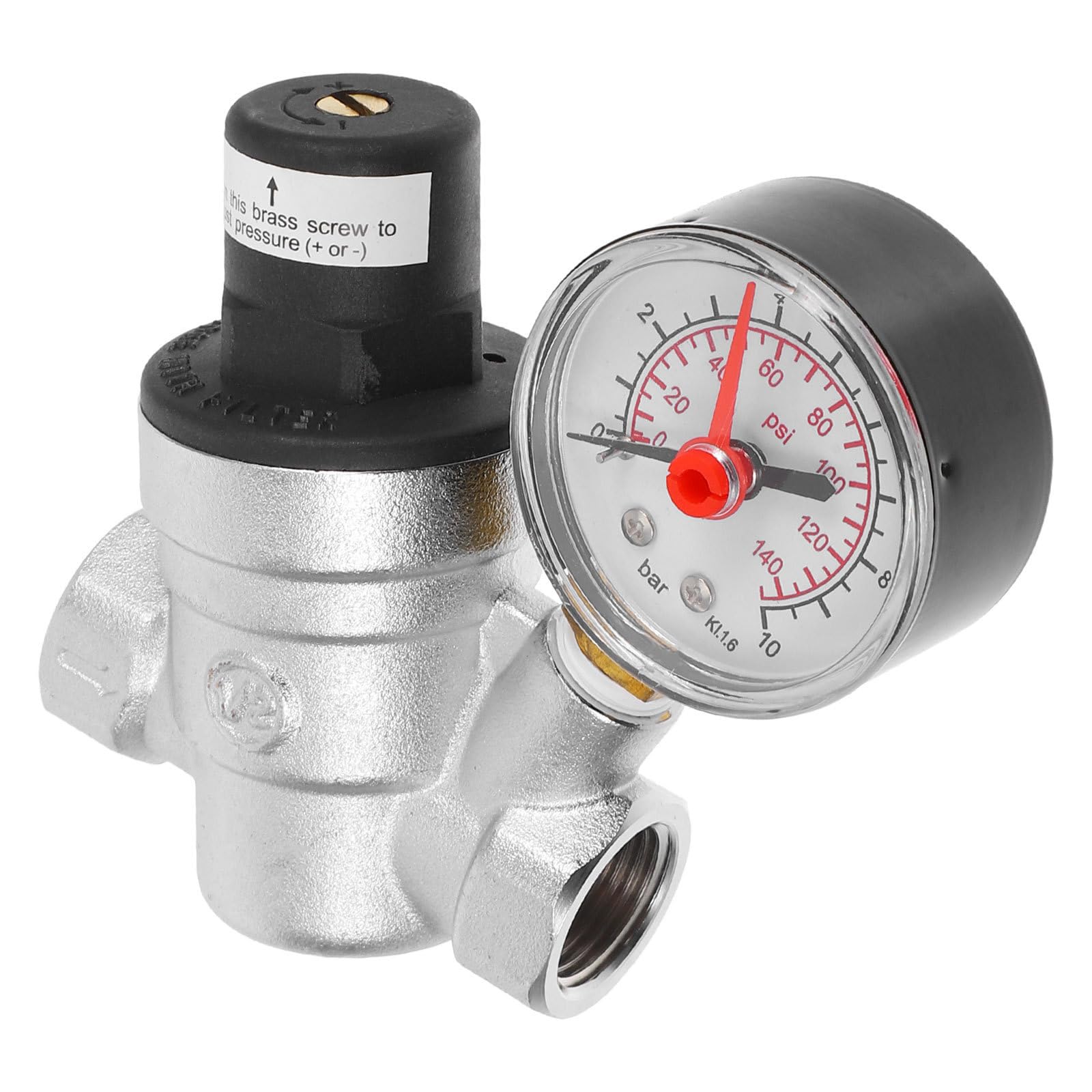 Wasserdruckregler mit Manometer Pn16 aus Verchromtem Messing