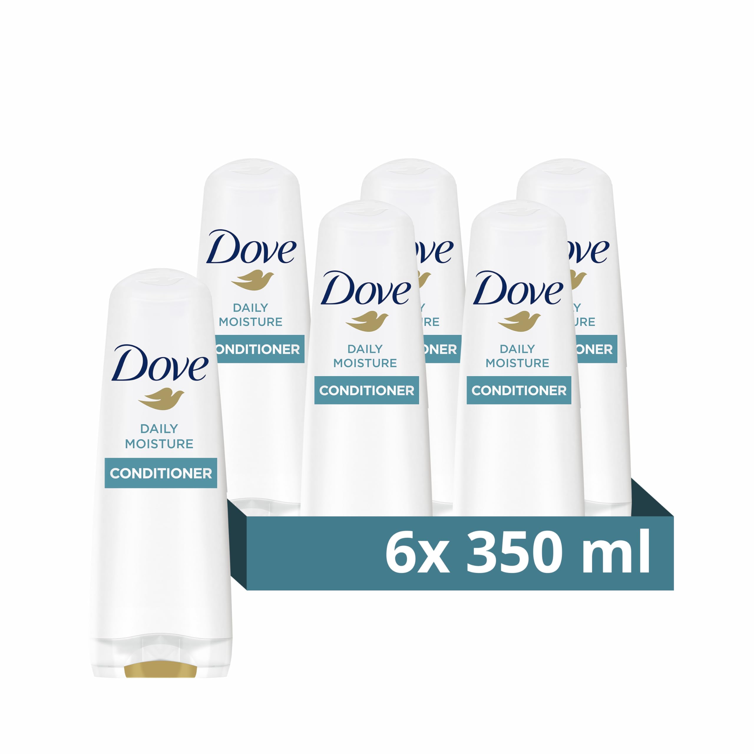 Dove Daily Moisture Conditioner nourishes for smooth hair that's up to 10x more resilient to daily damage* for dry hair 6x 350 ml
