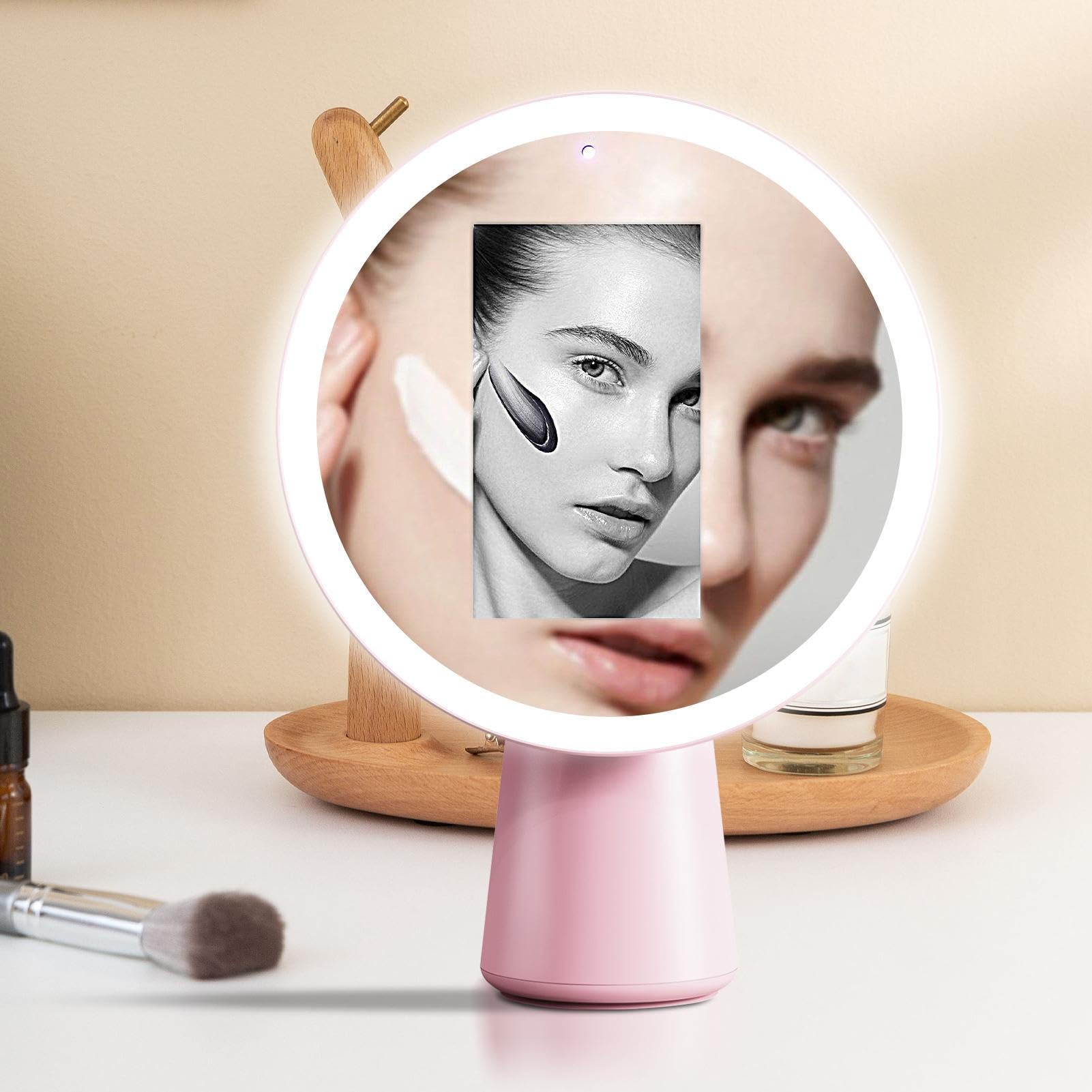 Specchio Illuminato Regolabile con Ingranditore Alta Definizione | Specchio per trucco da tavolo con luce per viaggio, dormitorio, appartamento, viaggi di lavoro, camera, spogliatoio, donne,