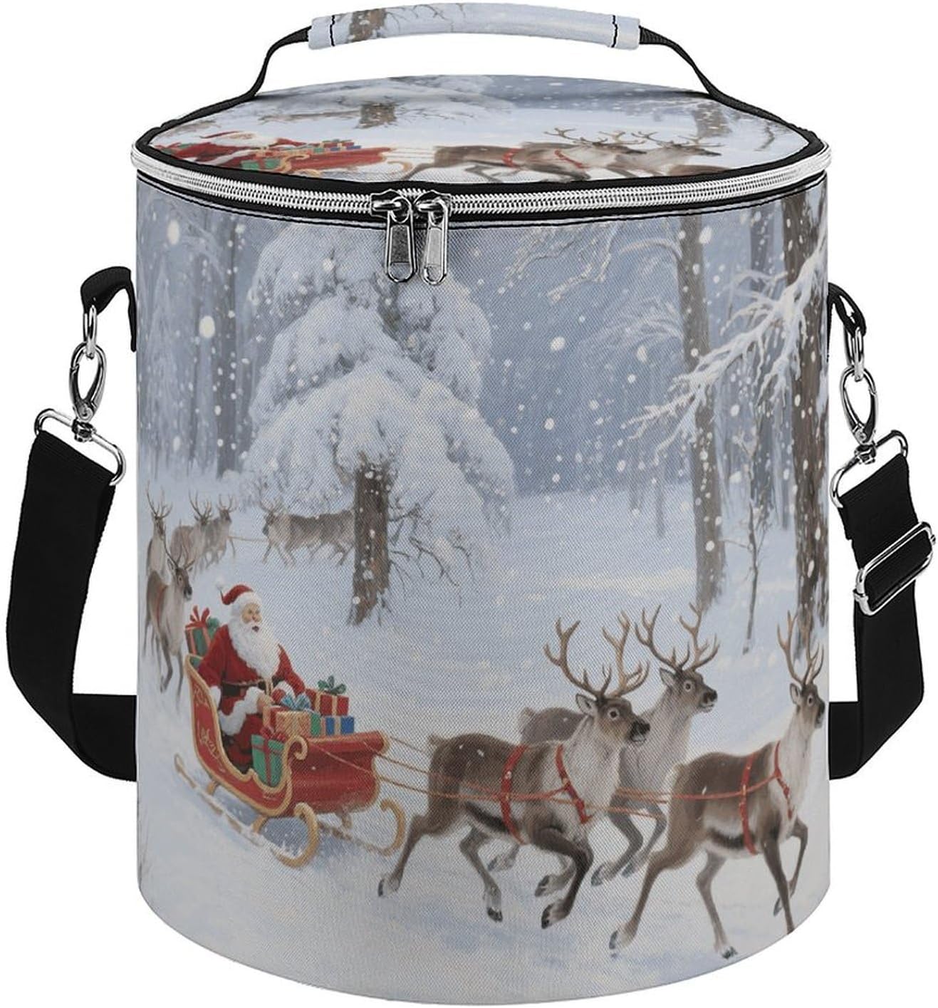 Christmas Snowflakes Background Lunch Bag 15L, Insulated Picnic Basket with Leakproof Design - Large Cooler Tote for Camping, Beach, Hiking & Groceries