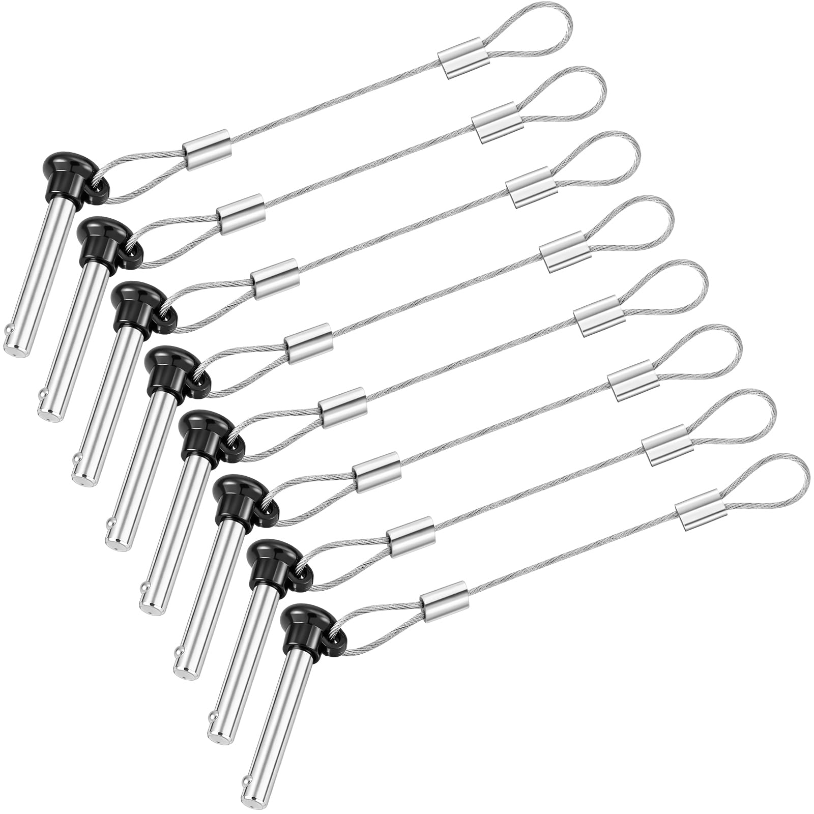 Photo 1 of ***MEASUREMENTS DIFFER*** Otoolling 8 Pcs Boat Bimini Top Pins 3/16 Inch Black Quick Release Pull Pins Stainless Steel with Lanyard for Boat Bimini Top Ball Socket Deck Hinges and Marine Hardware