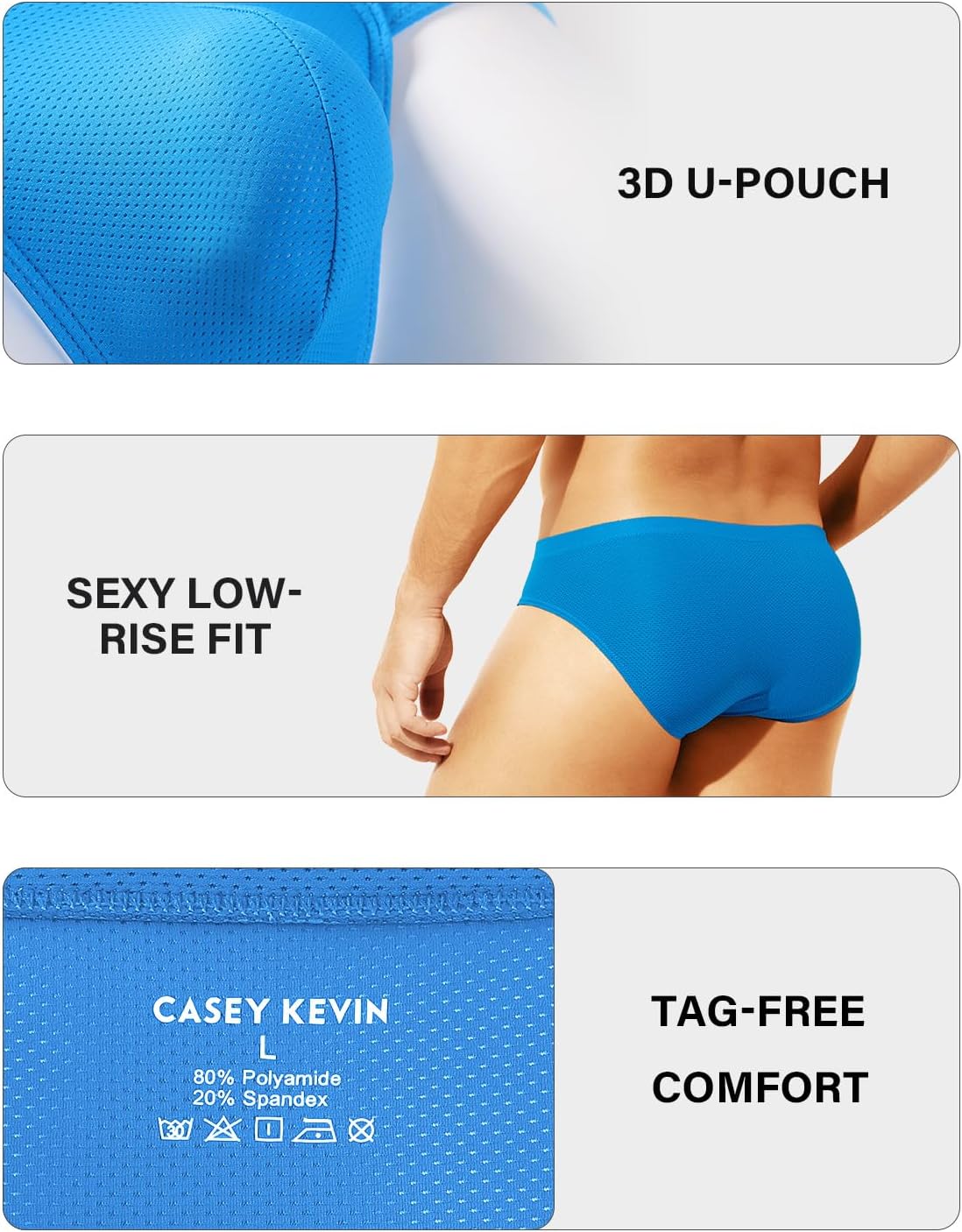 Casey Kevin Mens Silk Briefs Soft Mesh Breathable Underwear Bulge Pouch Low Rise Panties Cooling Bikini Underpants - Image 5