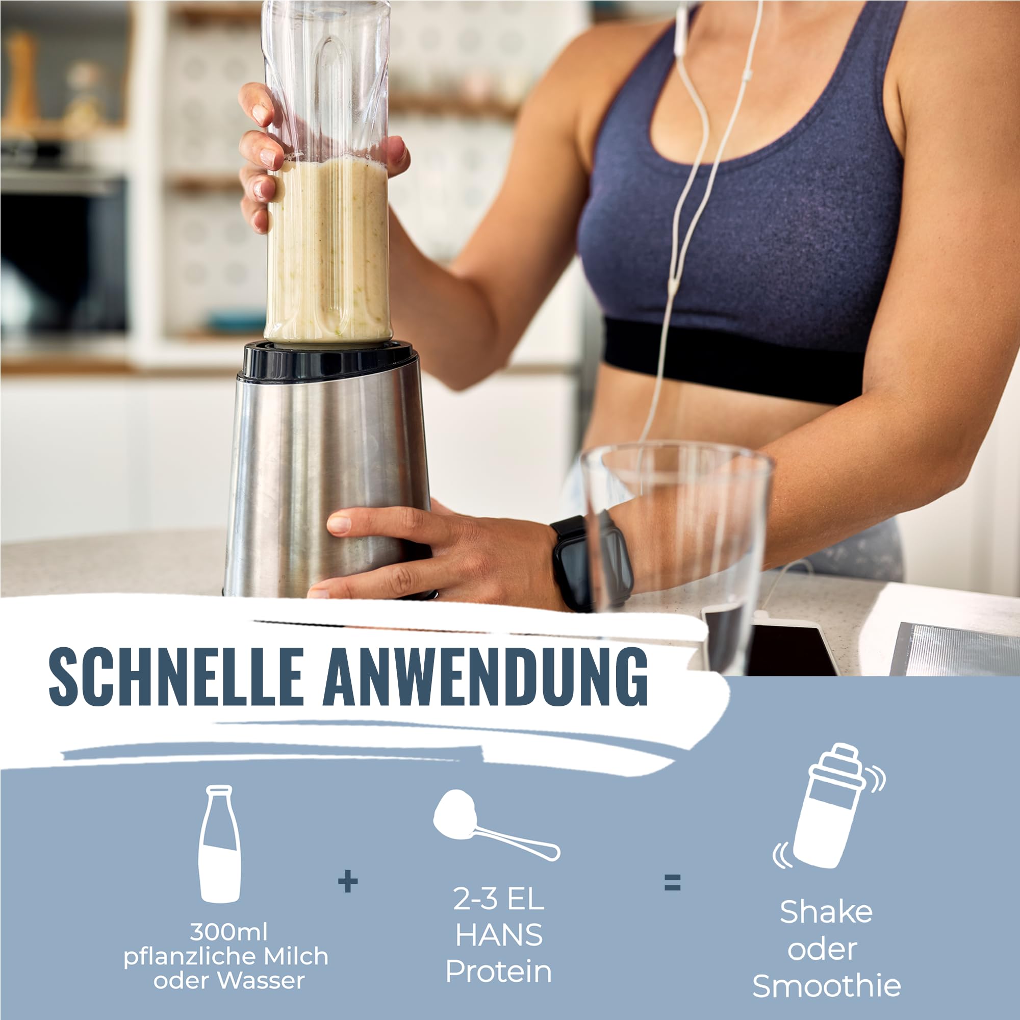 HANS Brainfood Veganes Proteinpulver neutral - Bio Zertifiziert aus Bayern - 85% pflanzliches Eiweißpulver aus Erbse, Reis & Hanfprotein - Ohne Süßungsmittel - Cremig & gut löslich, 1Kg