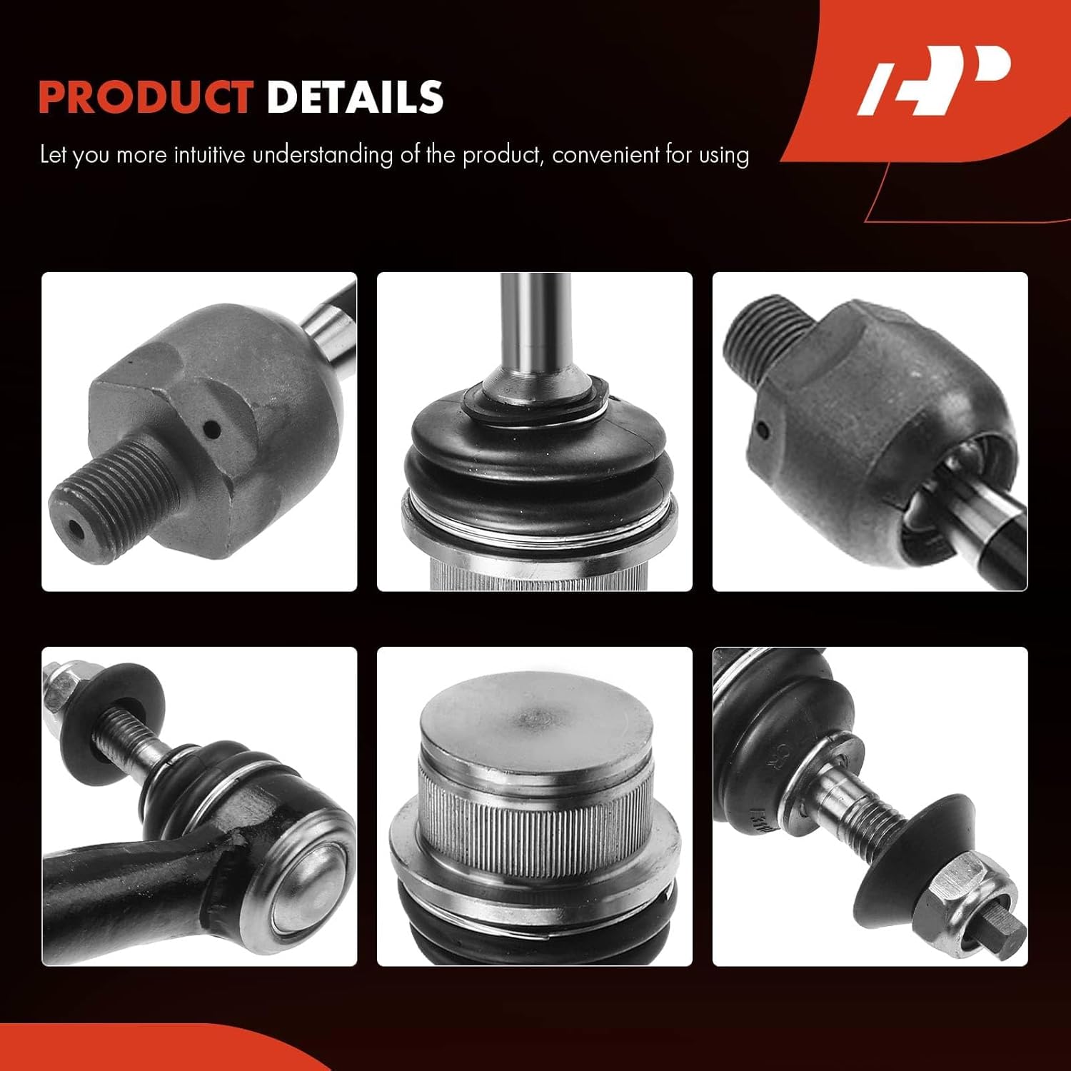 A-Premium Set of 6, Front Lower Ball Joint Inner Outer Tie Rod End, Compatible with Ford Crown Victoria 2003-2011 & Lincoln Town Car 2003-2011 & Mercury Grand Marquis 2003-2011, Marauder 2003-2004