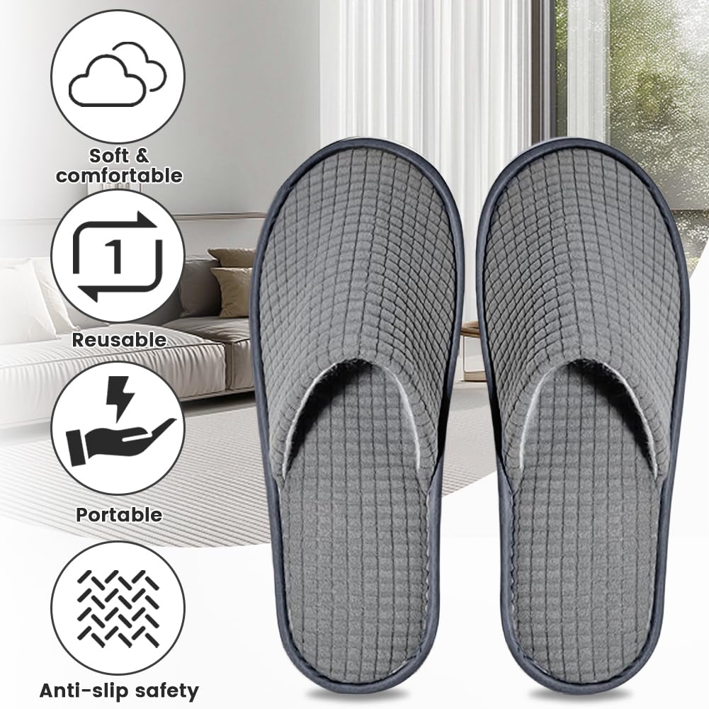 Pantoufles Jetables pour Hôtels, Taille Générale, Chausson Hotel Jetable, Lavables, Slippers Invités en Vrac pour Femmes et Hommes pour Hôtels Maison Spa Voyage