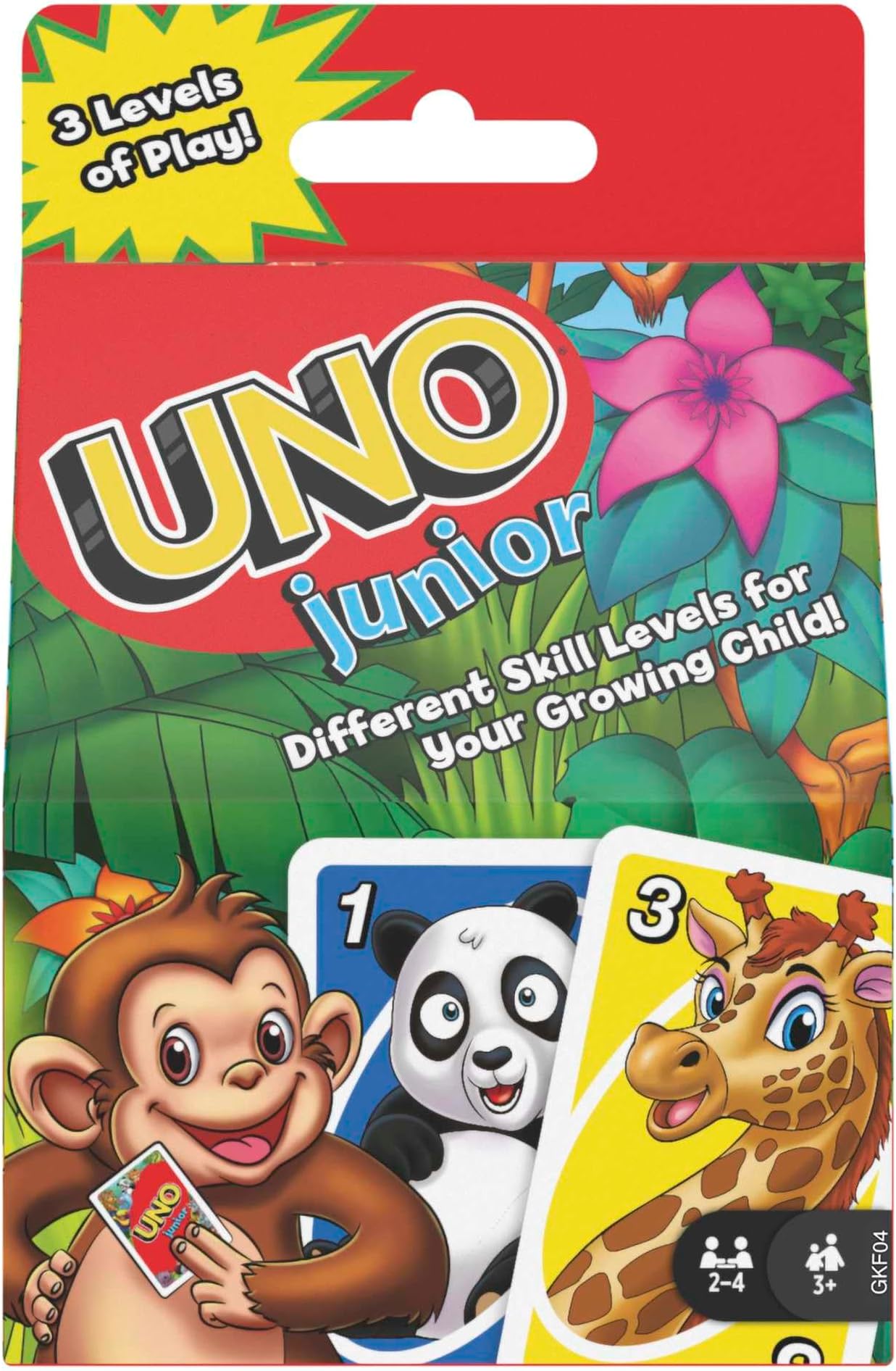 UNO Junior Card Game with 45 Cards, Gift for Kids 3 Years Old & Up, GKF04