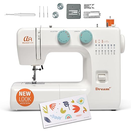 Sewing Machine for Beginners, The Dream by American Home, 15 Built-in Stitches, Great for Refashioning Clothes, AH700