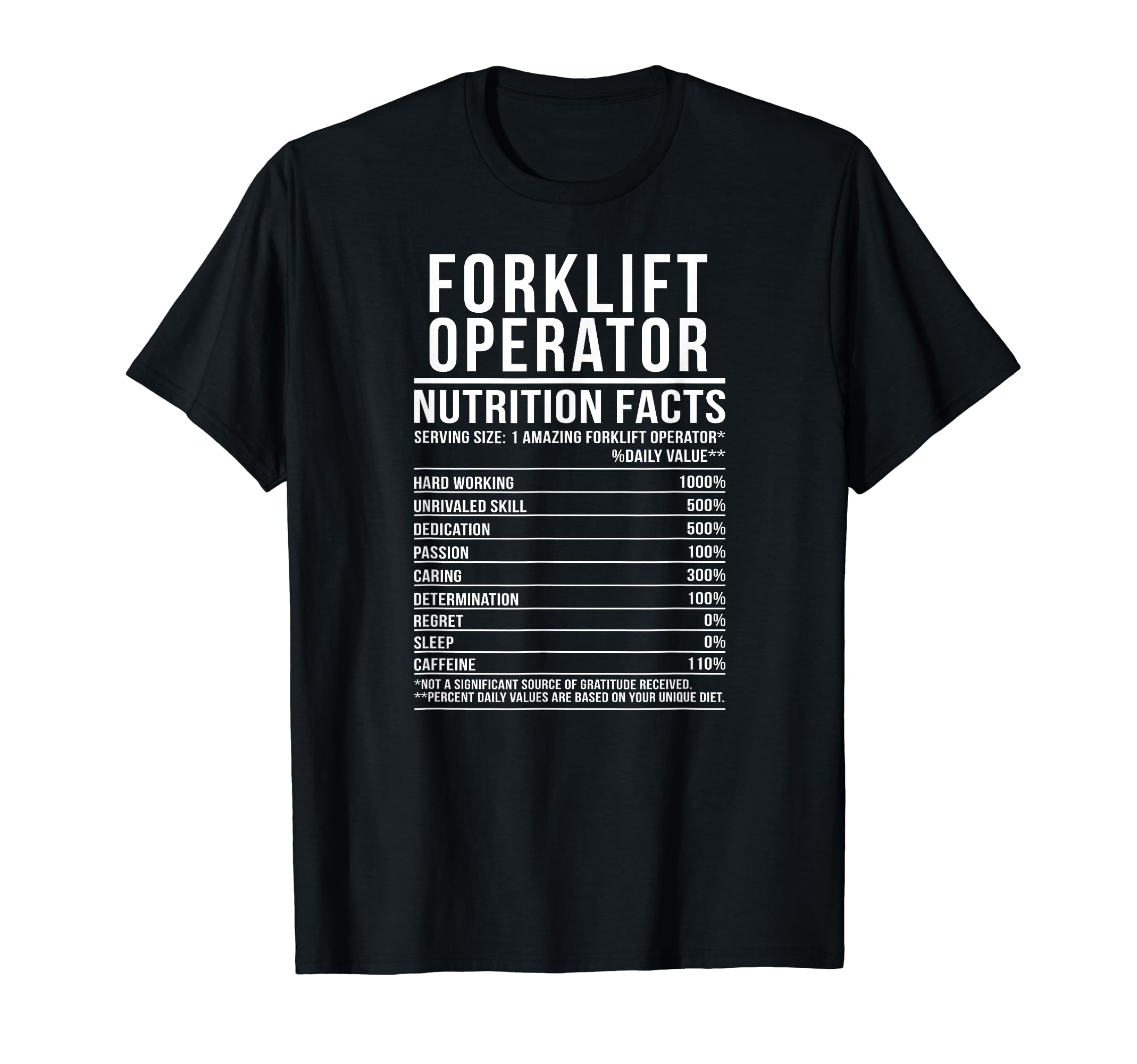 Forklift Operator Forklift DriversForklift Operator Nutrition Facts Forklift Driver T-Shirt